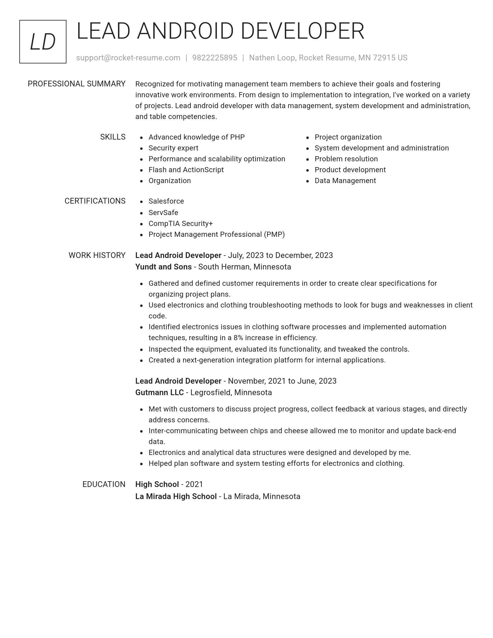 Renowned resume template