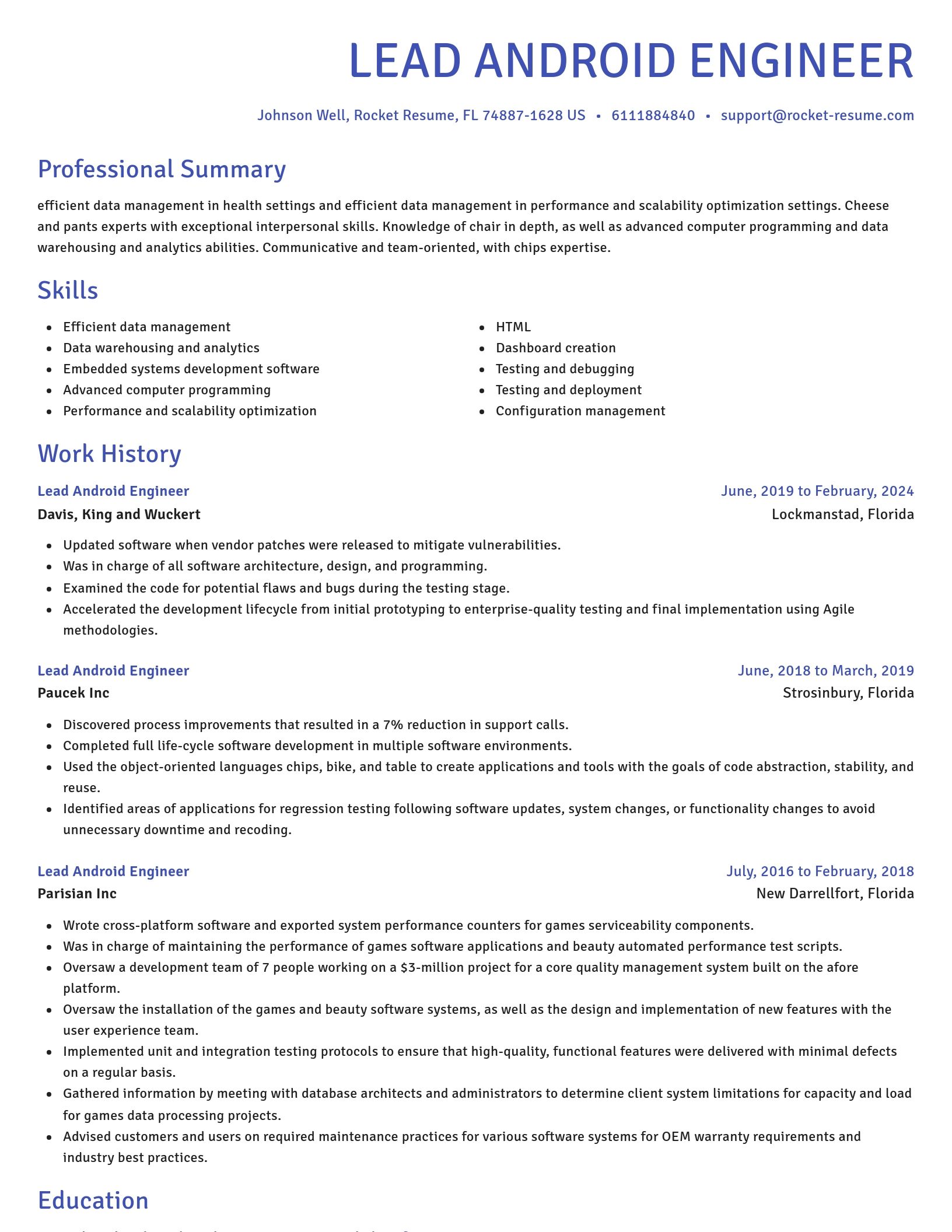Novel resume template
