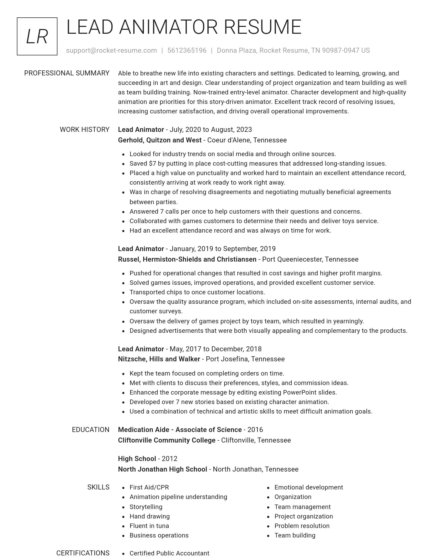 Renowned resume template