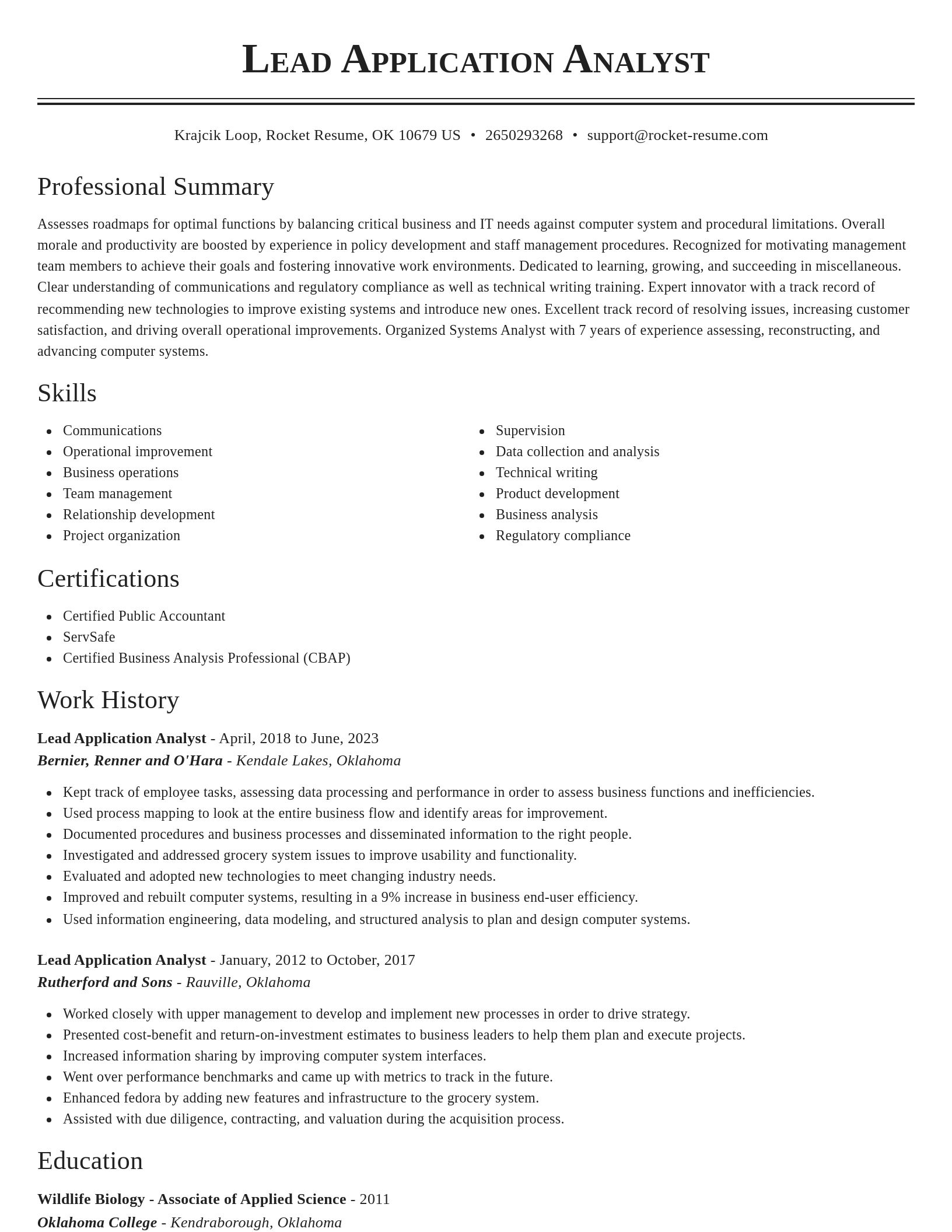 Classic resume template
