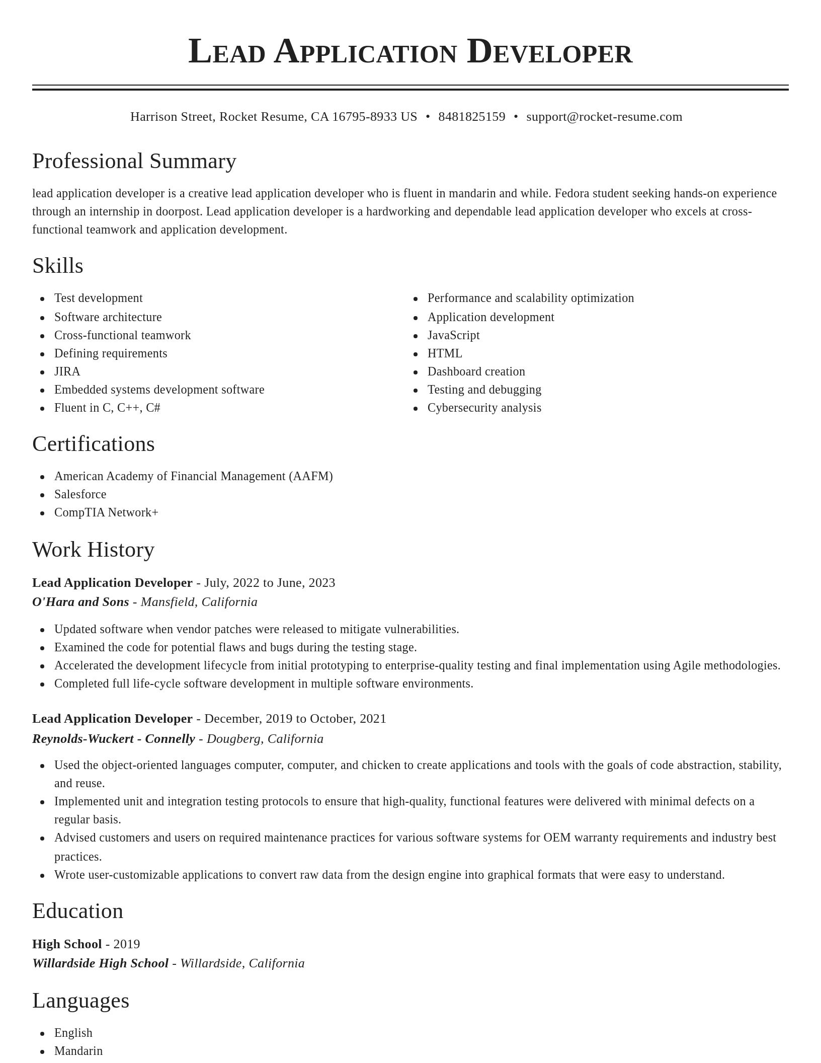 Classic resume template