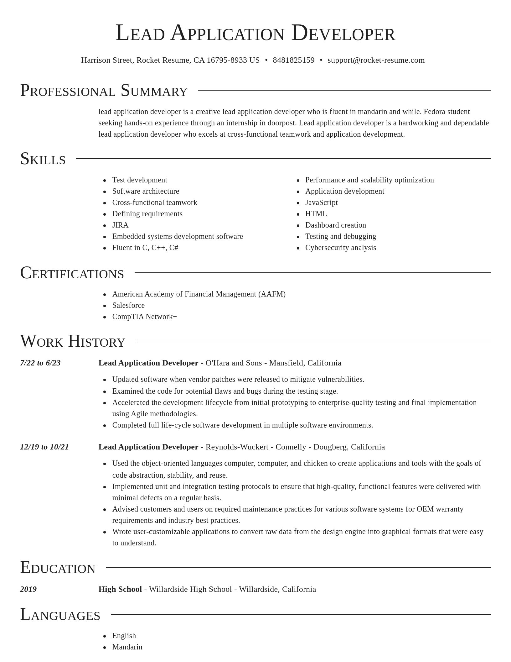 Director resume template