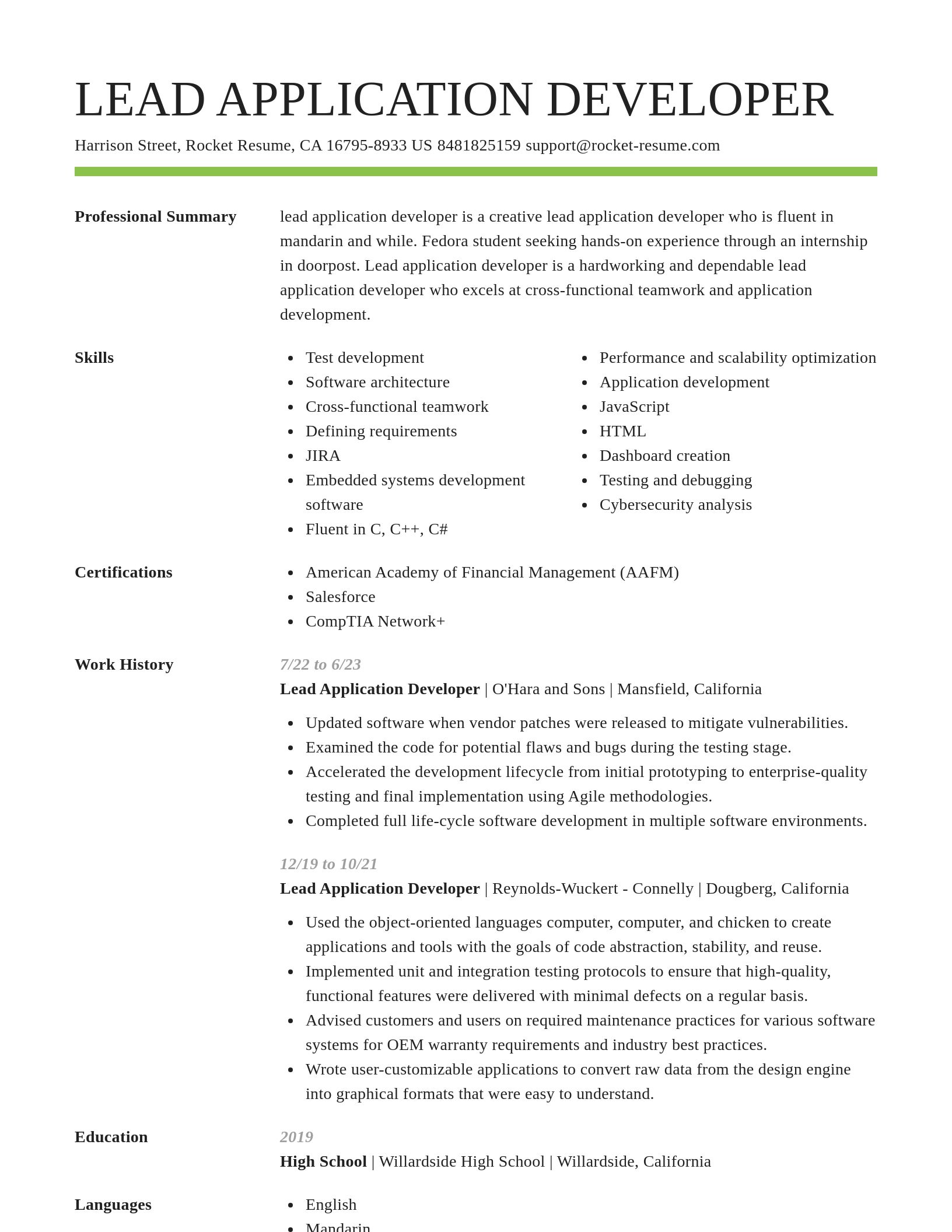 Smart resume template