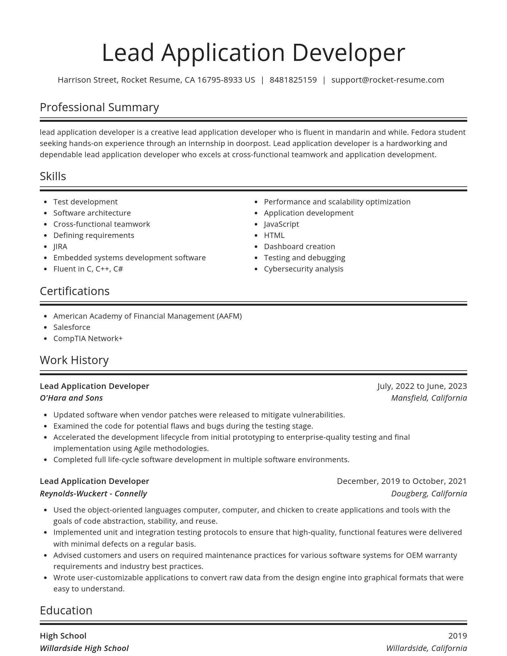 Spotlight resume template