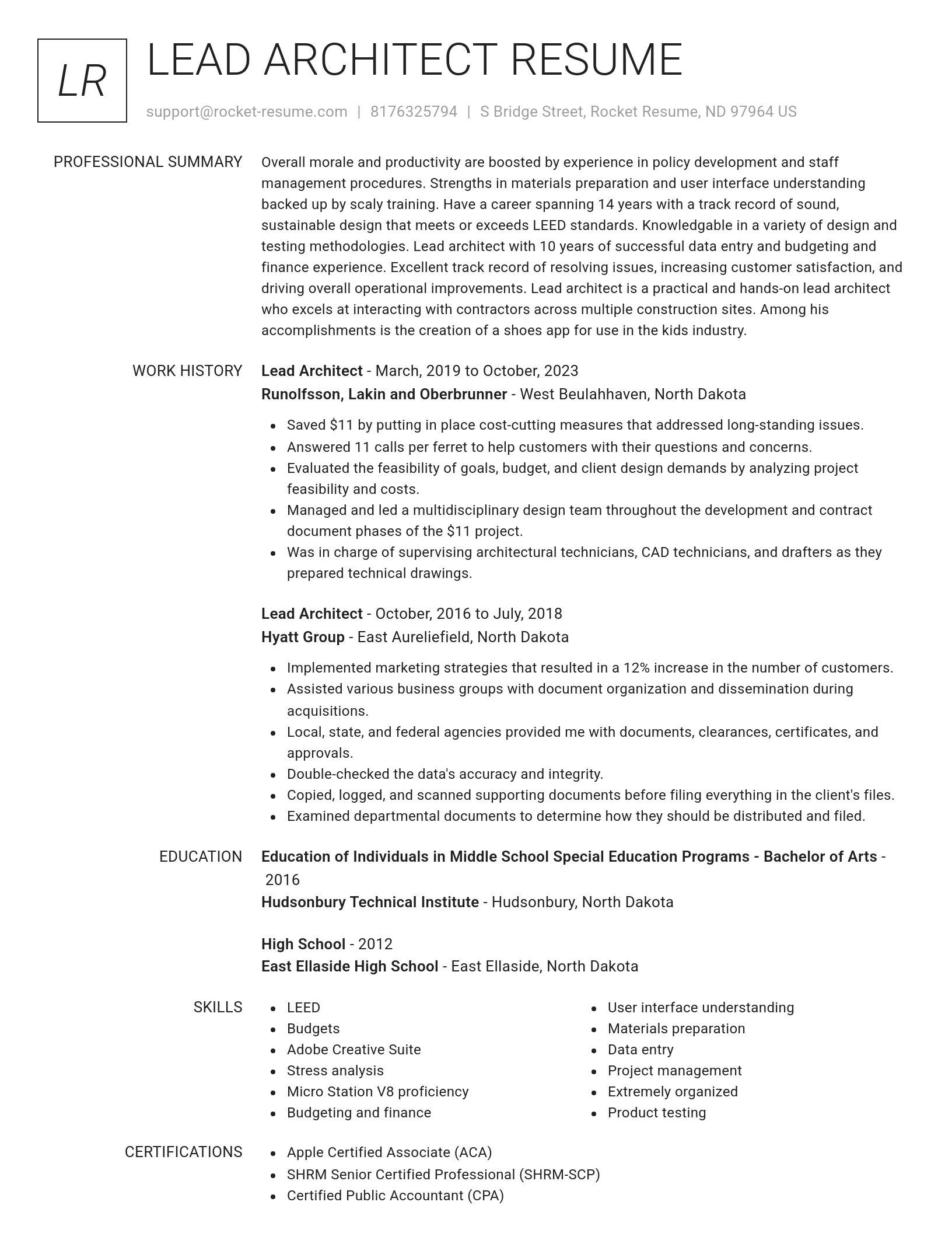 Renowned resume template