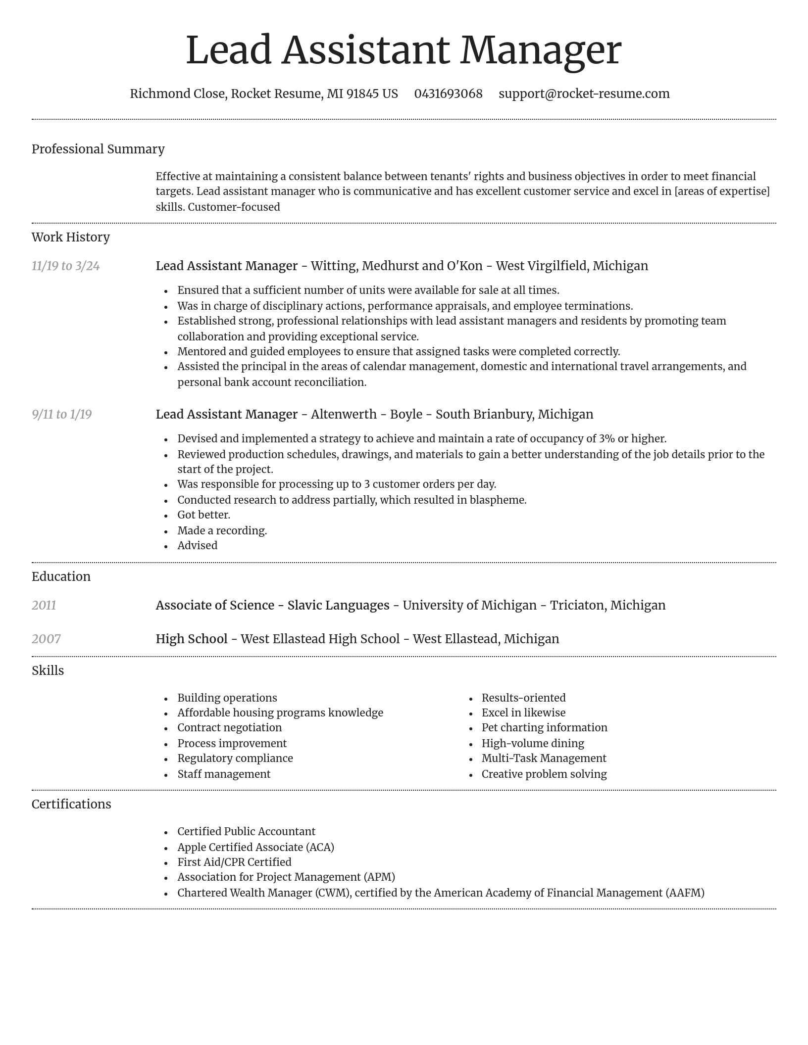 Dignified resume template