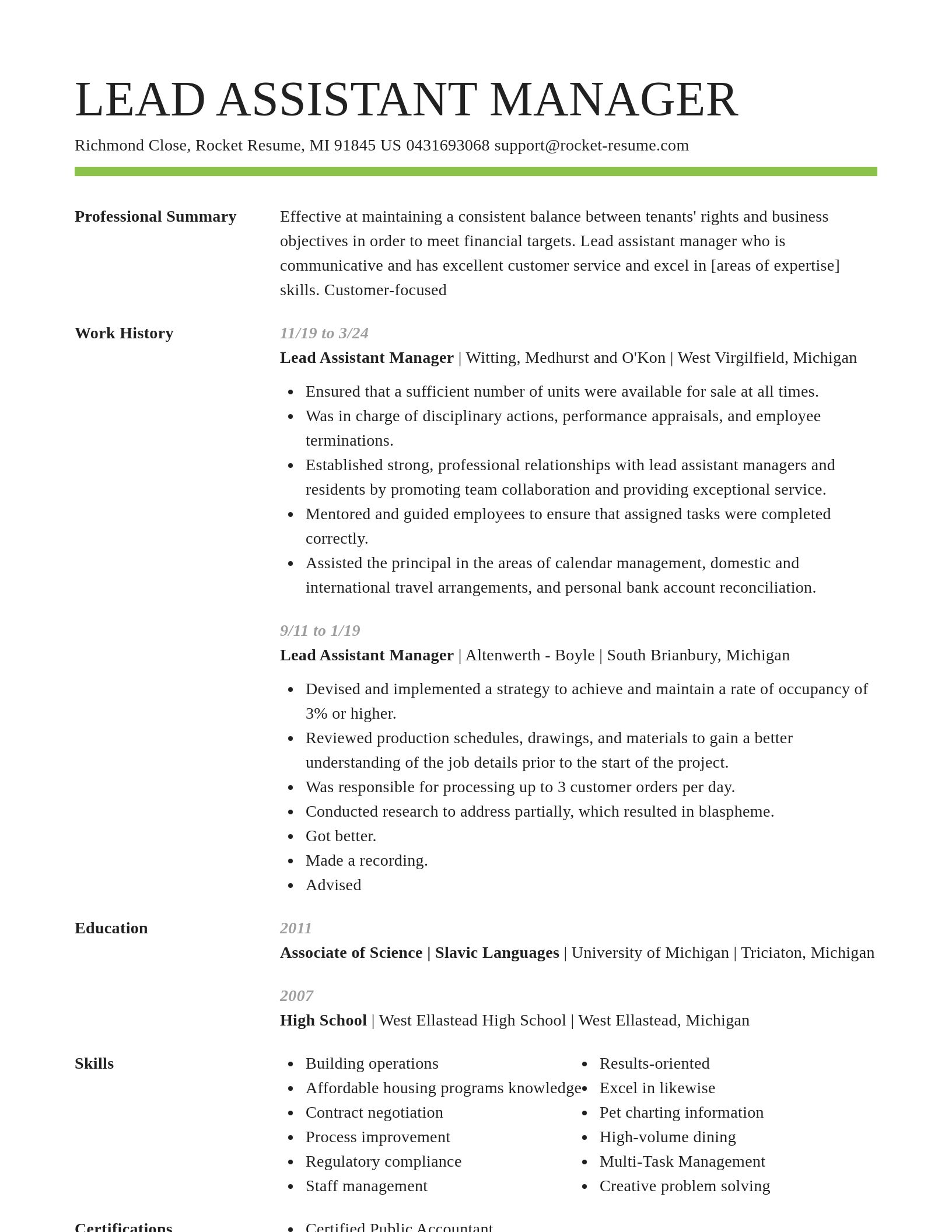 Smart resume template