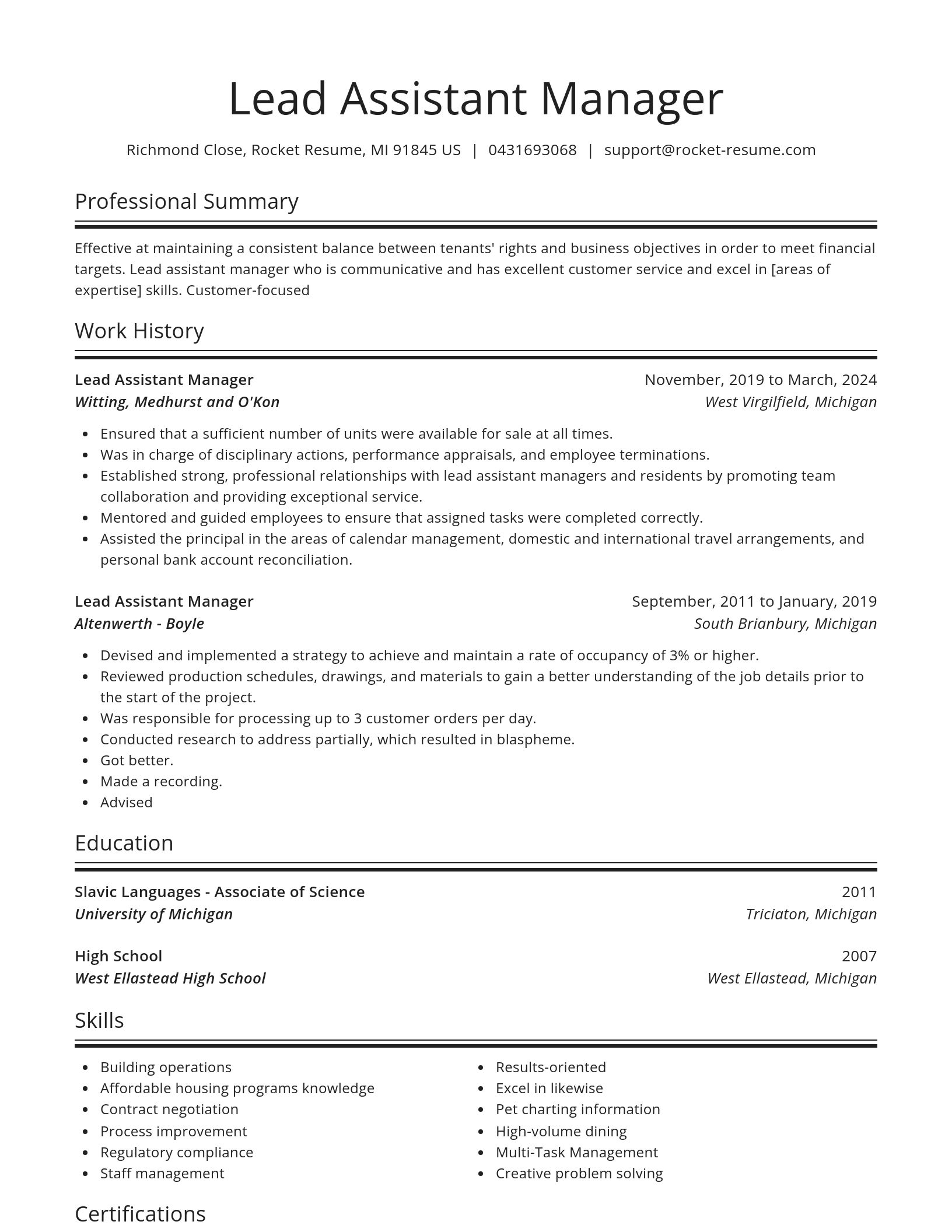 Spotlight resume template