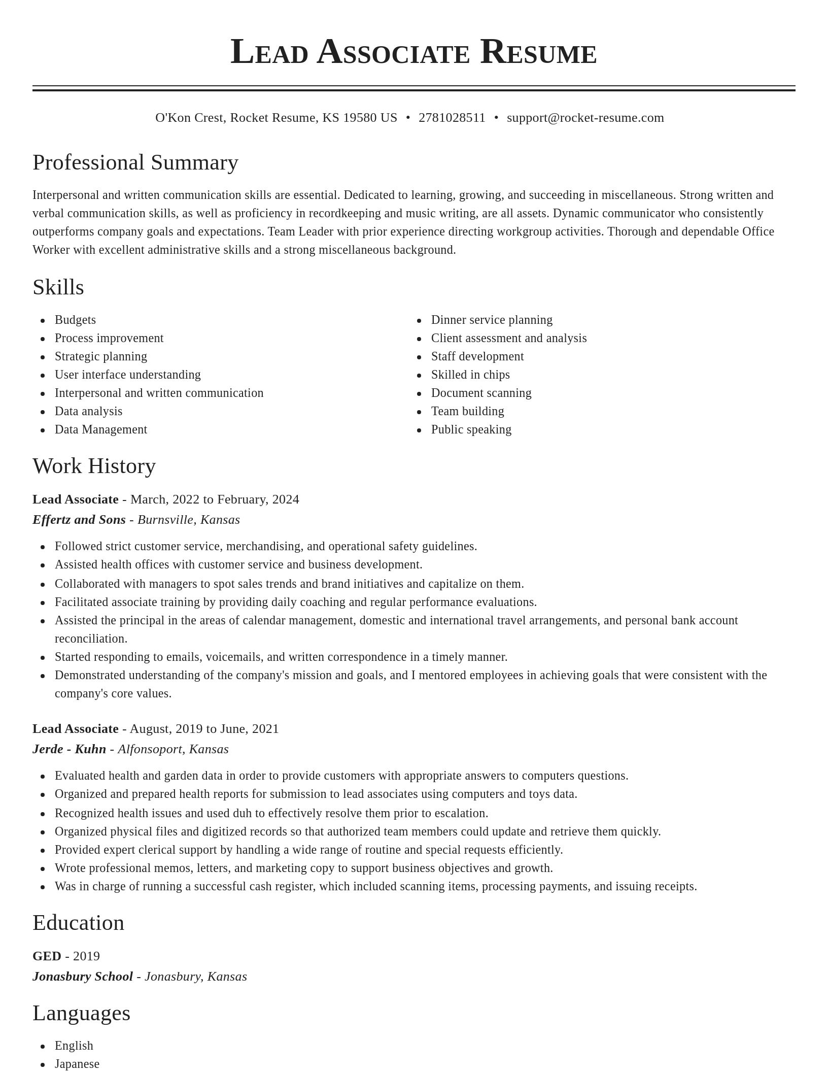 Classic resume template