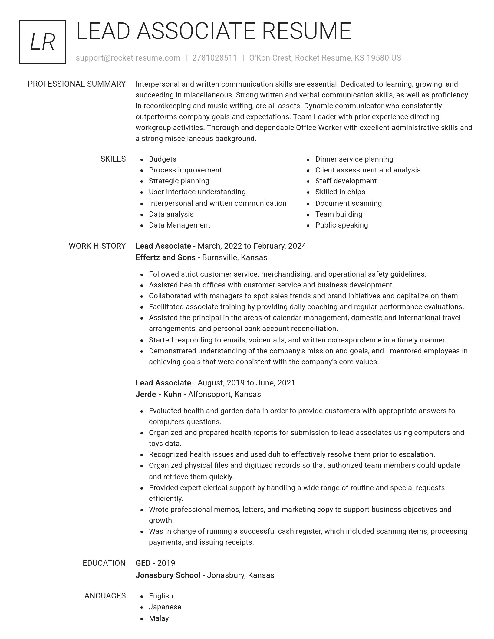 Renowned resume template