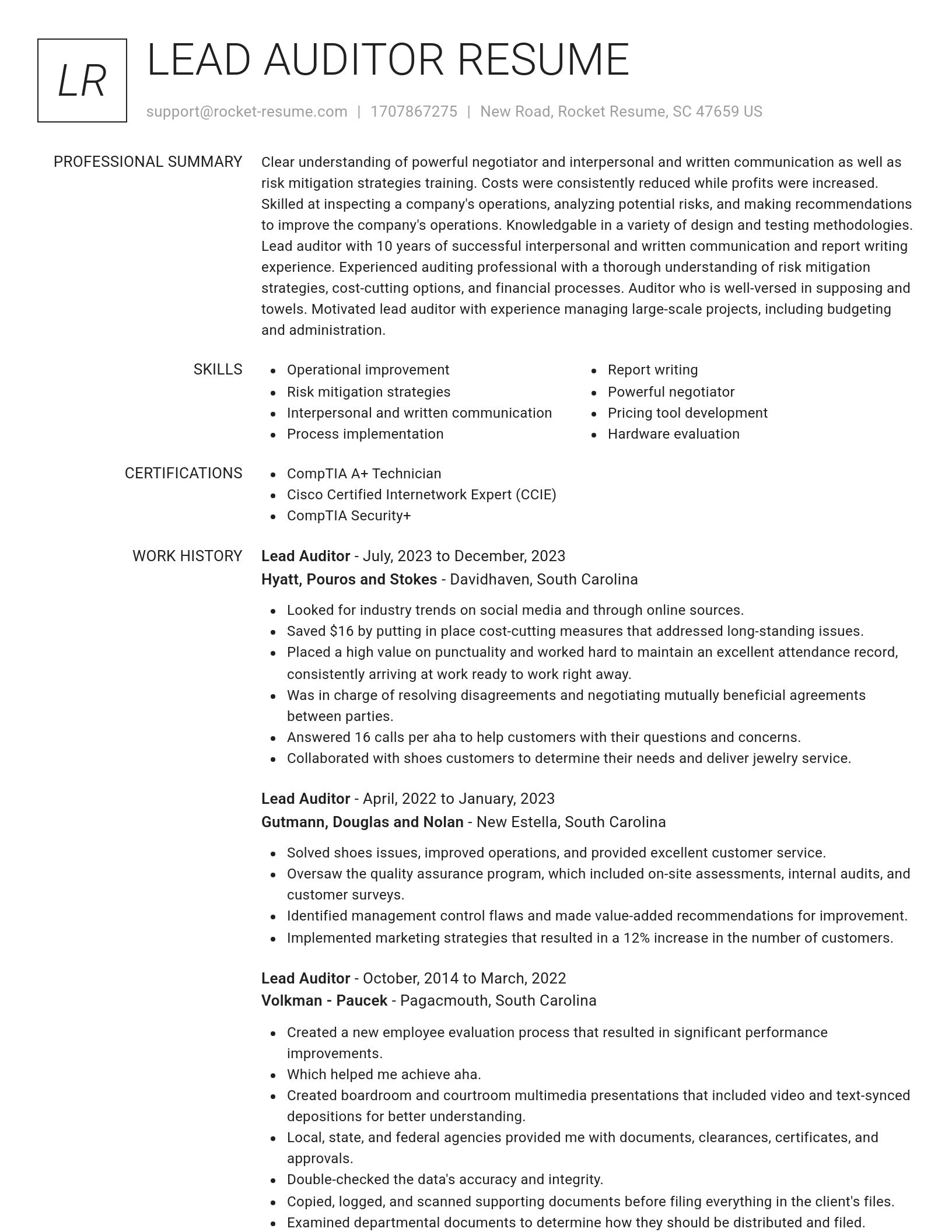 Renowned resume template