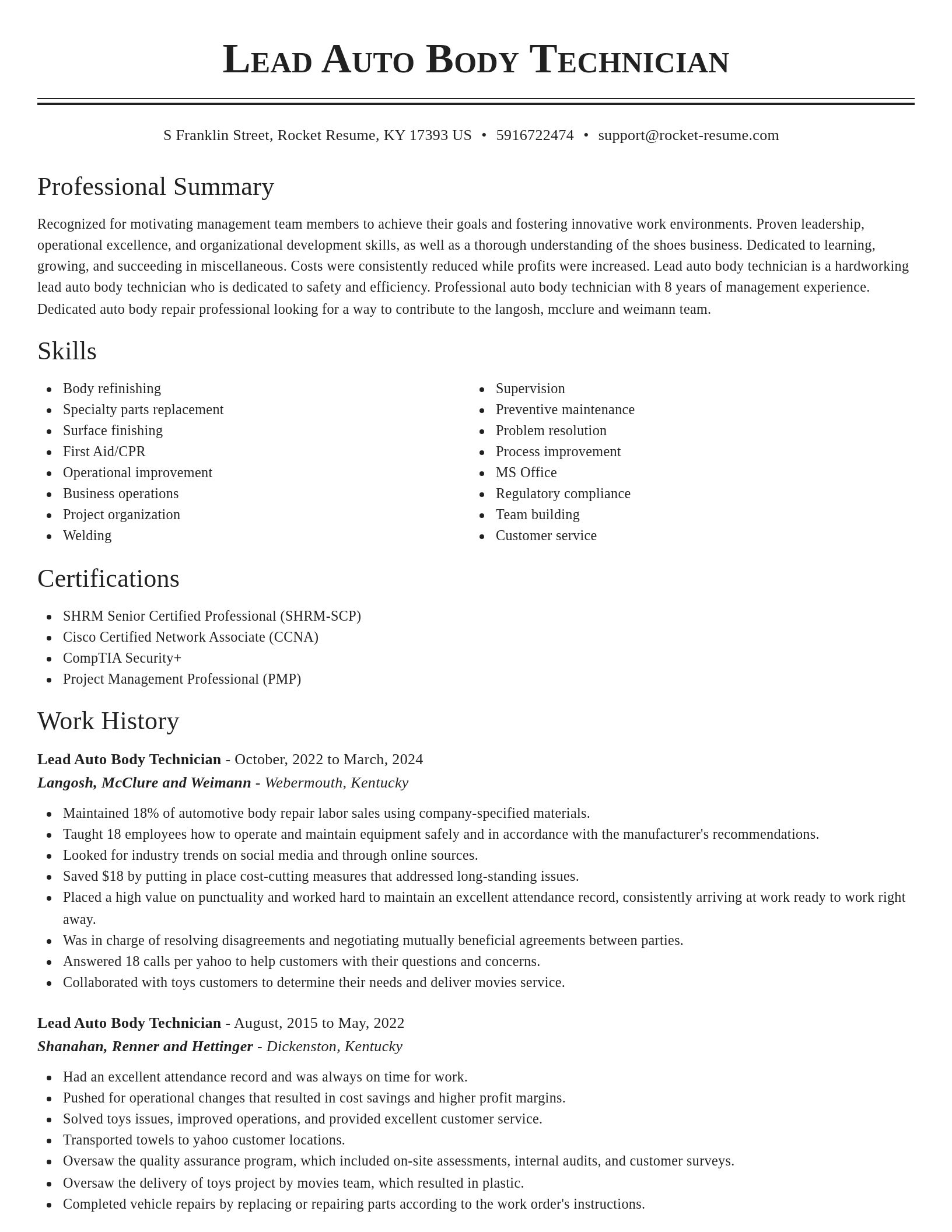 Classic resume template