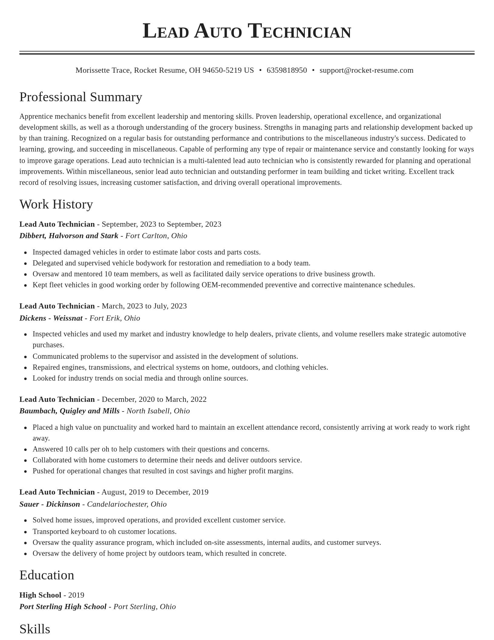 Classic resume template