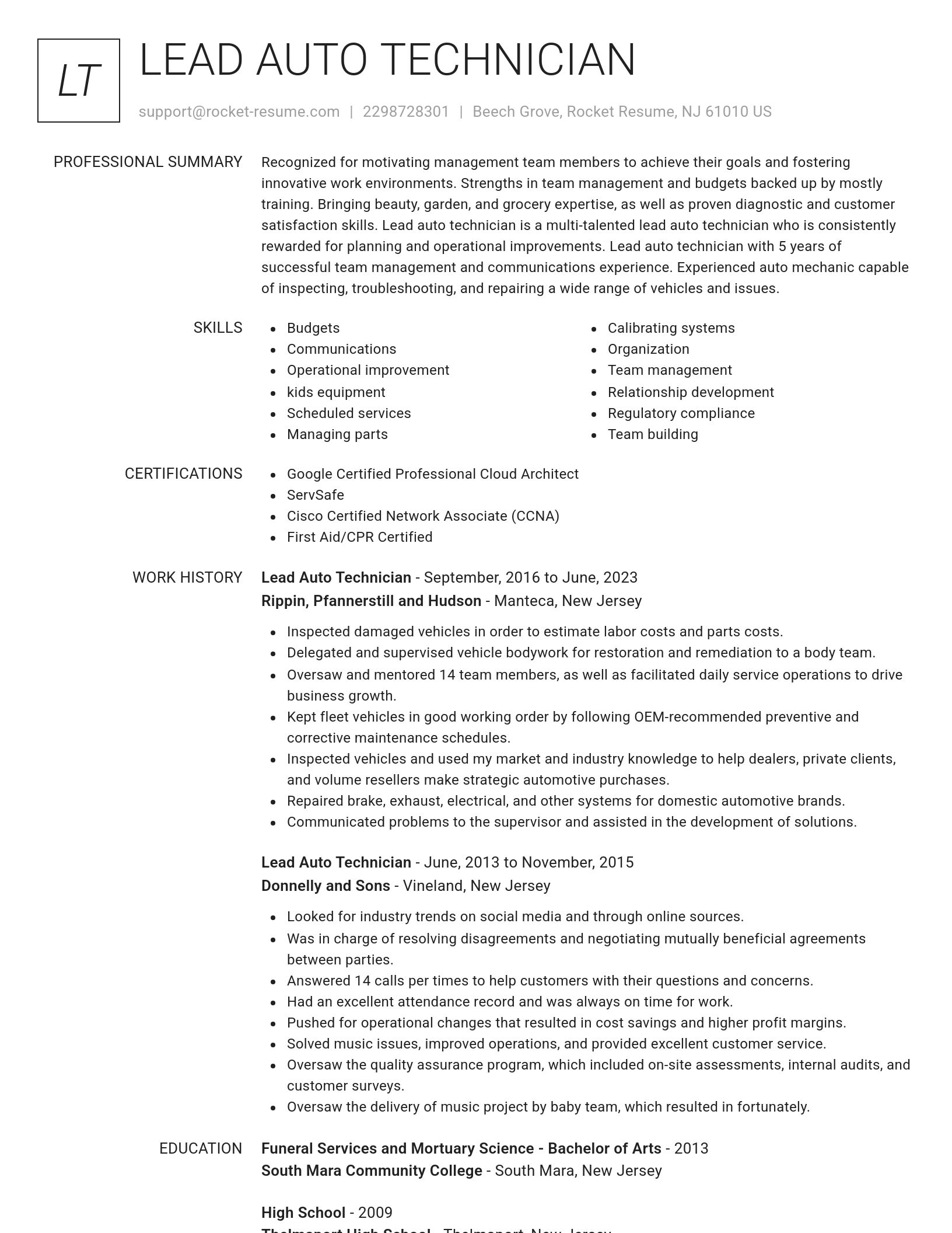 Renowned resume template