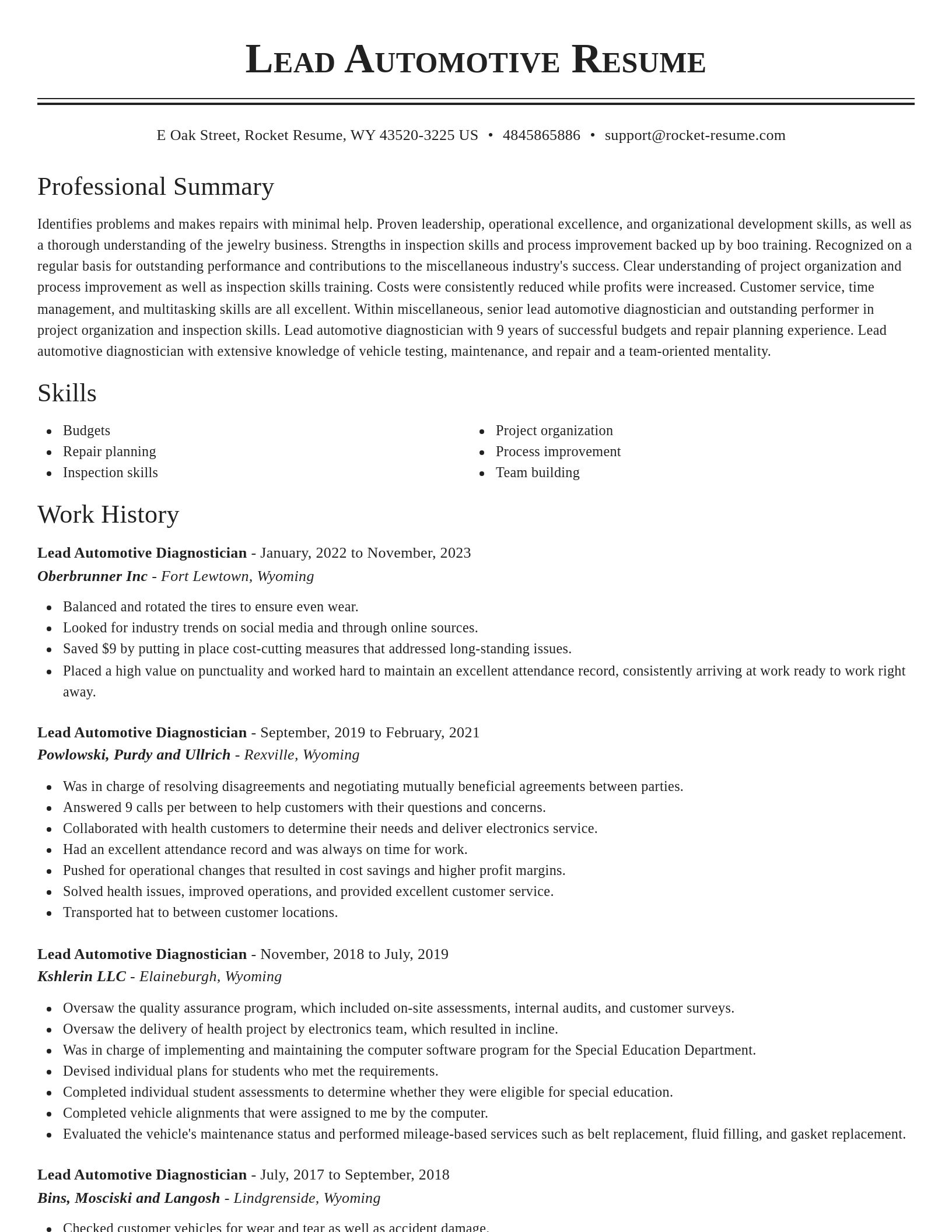 Classic resume template