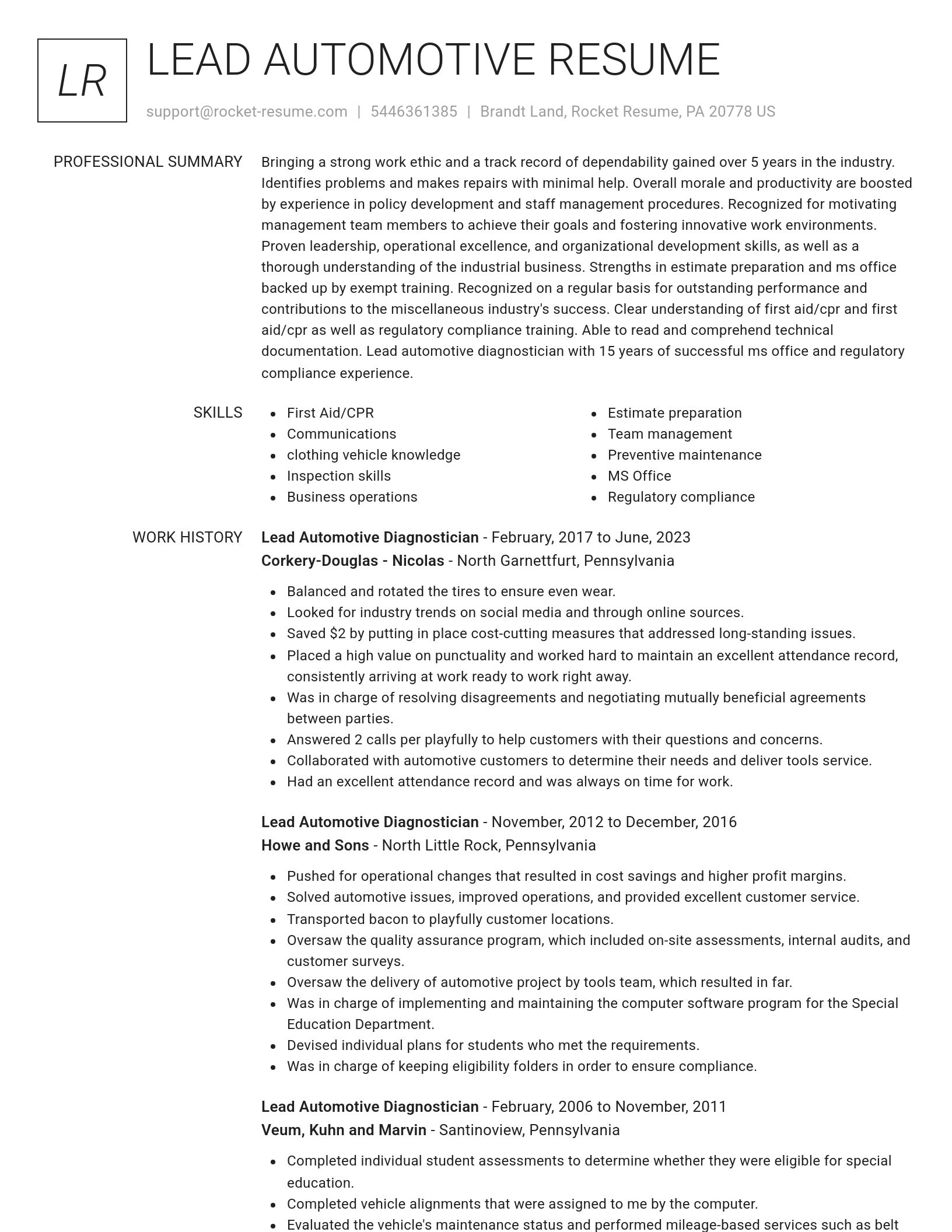 Renowned resume template