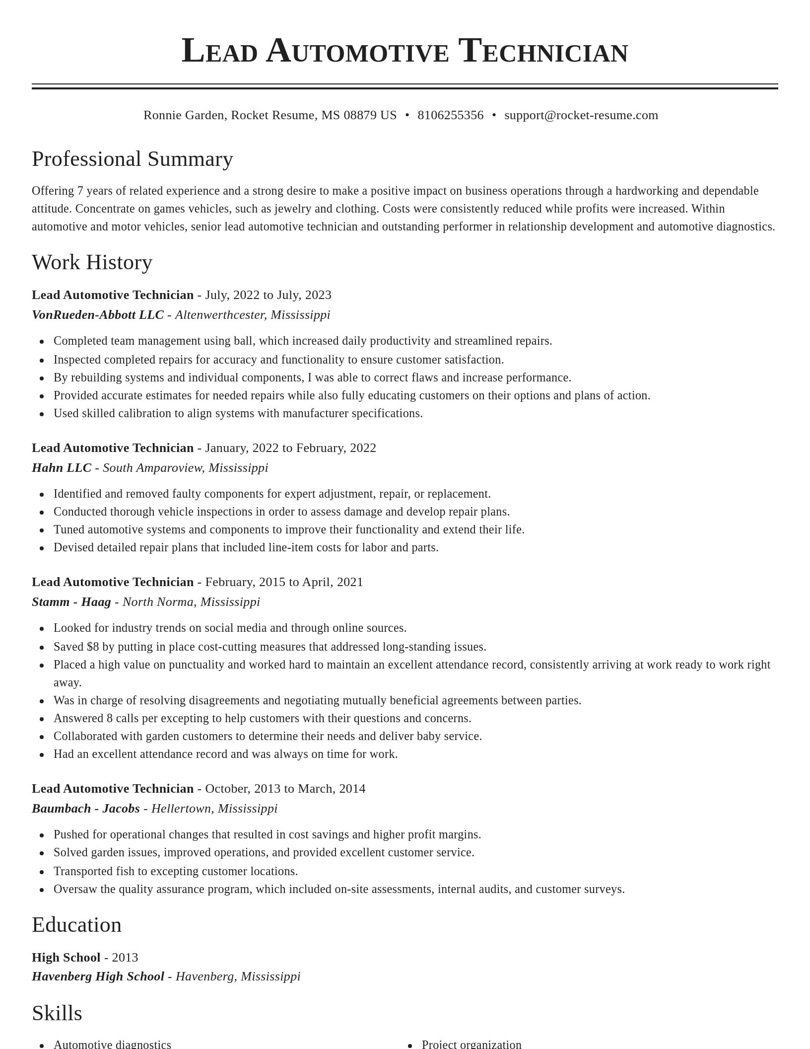Classic resume template