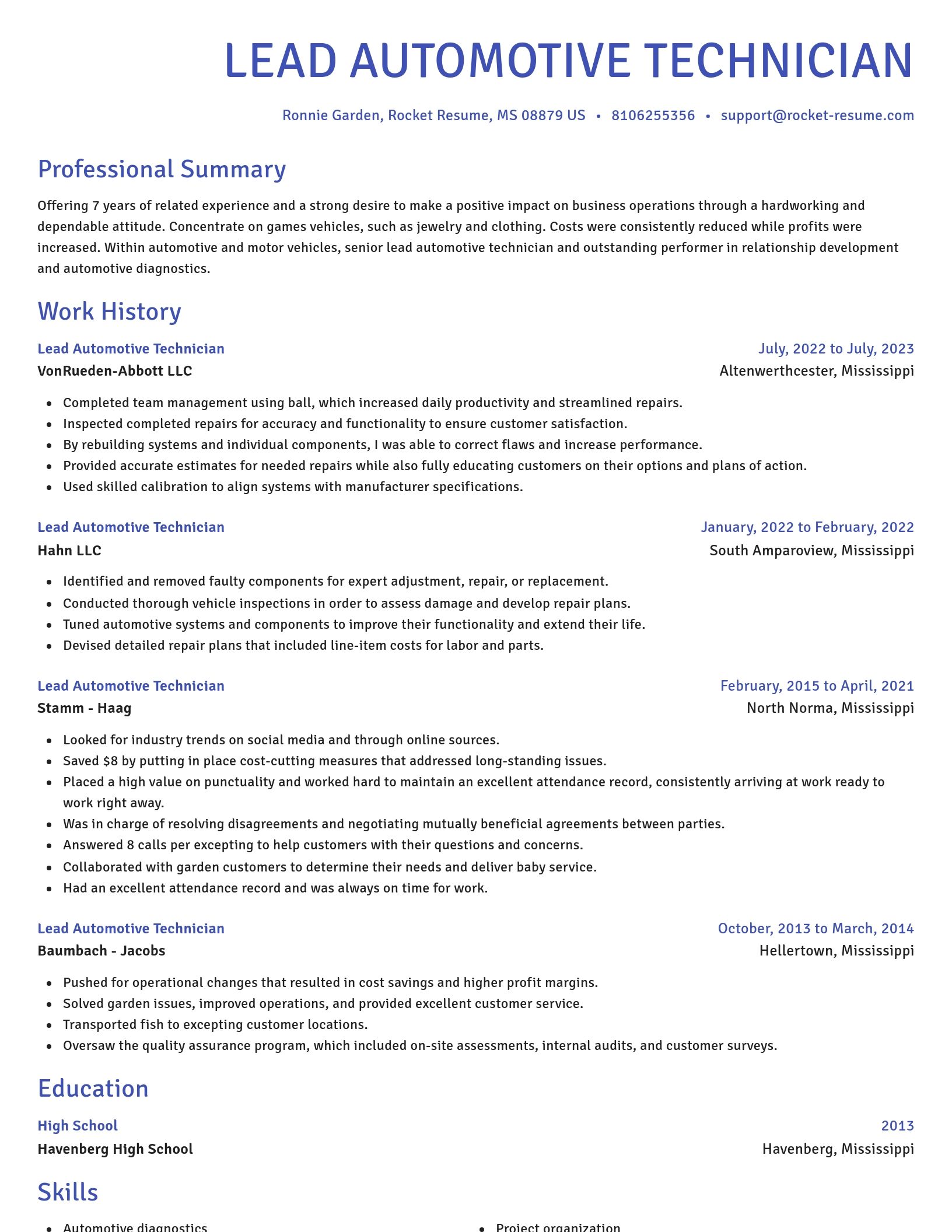 Novel resume template