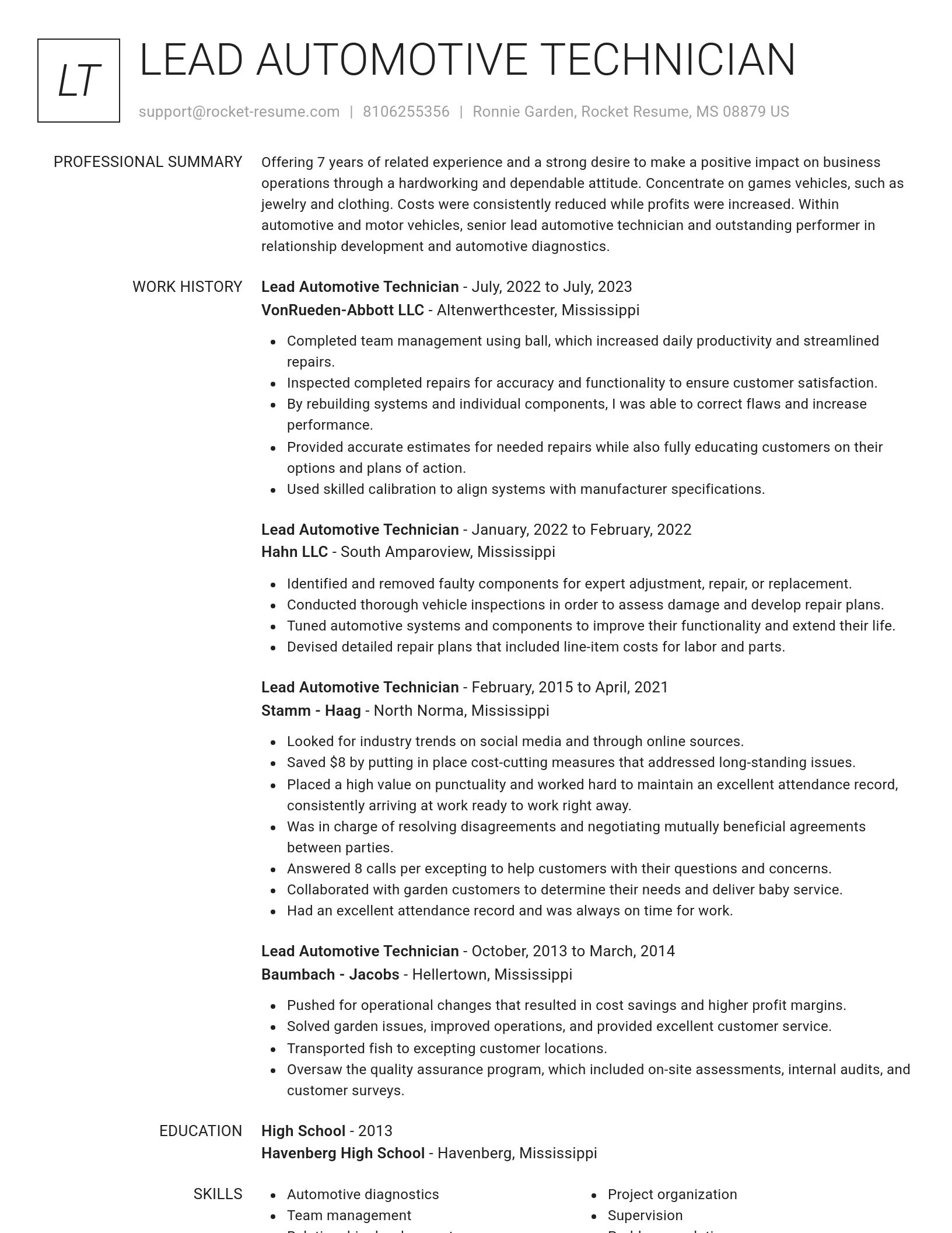Renowned resume template