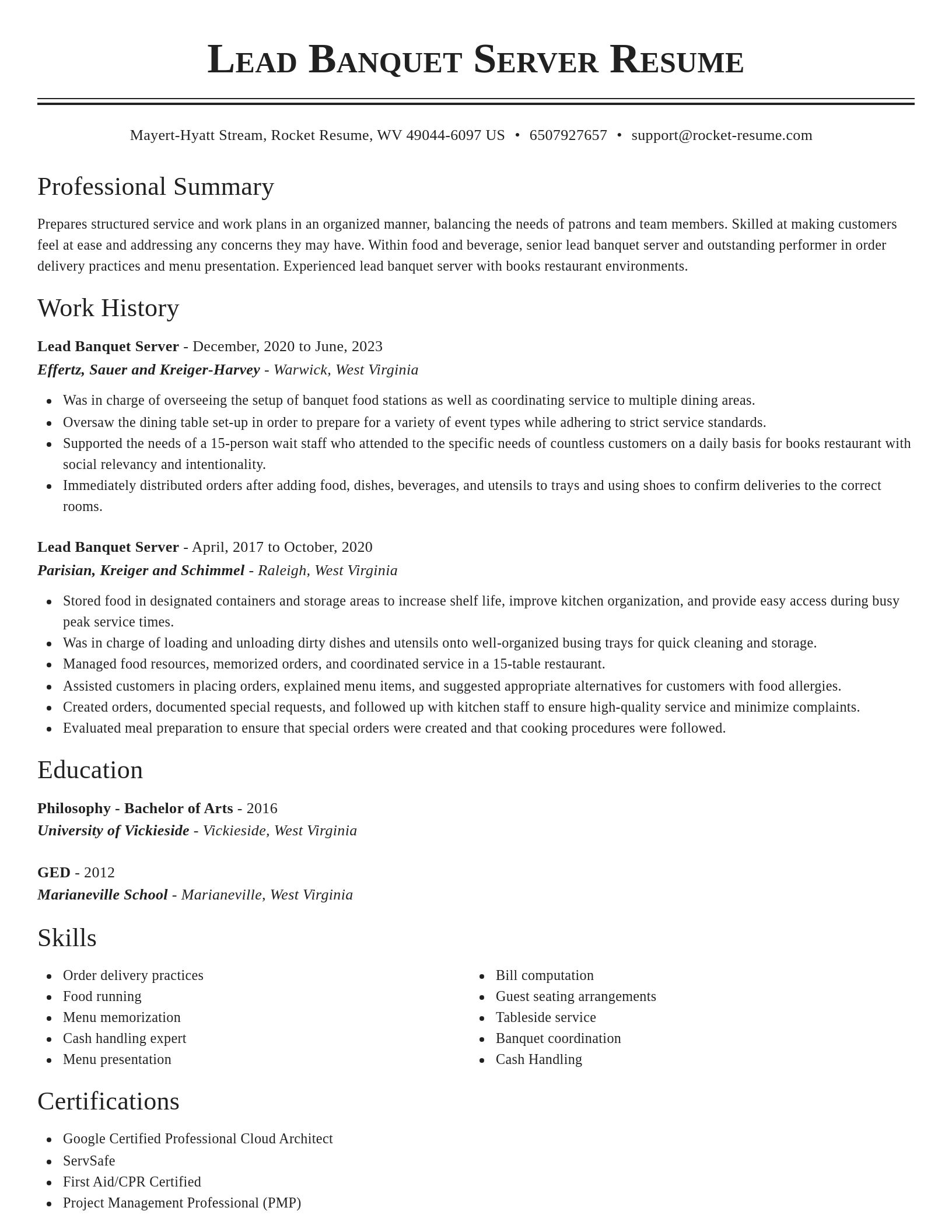 Classic resume template