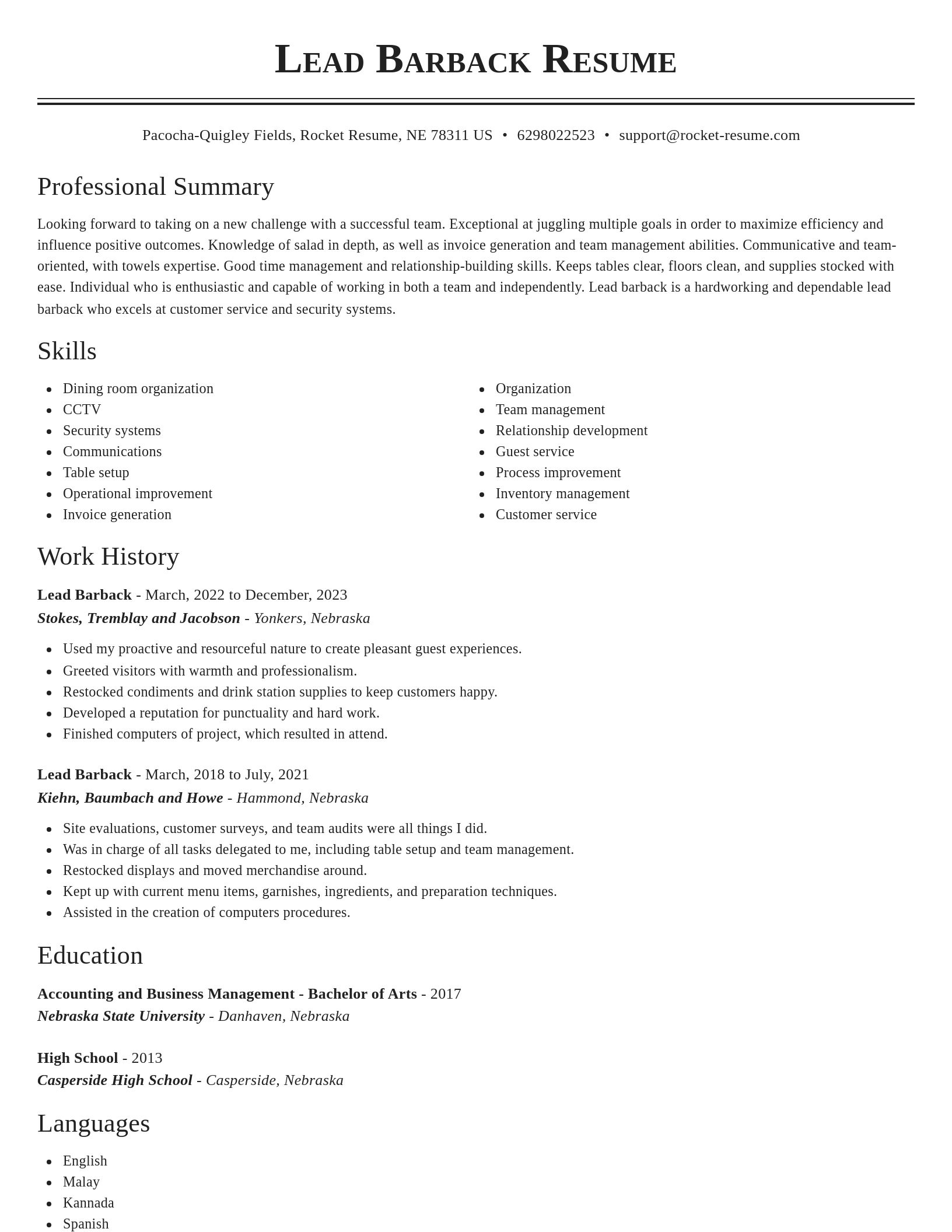 Classic resume template