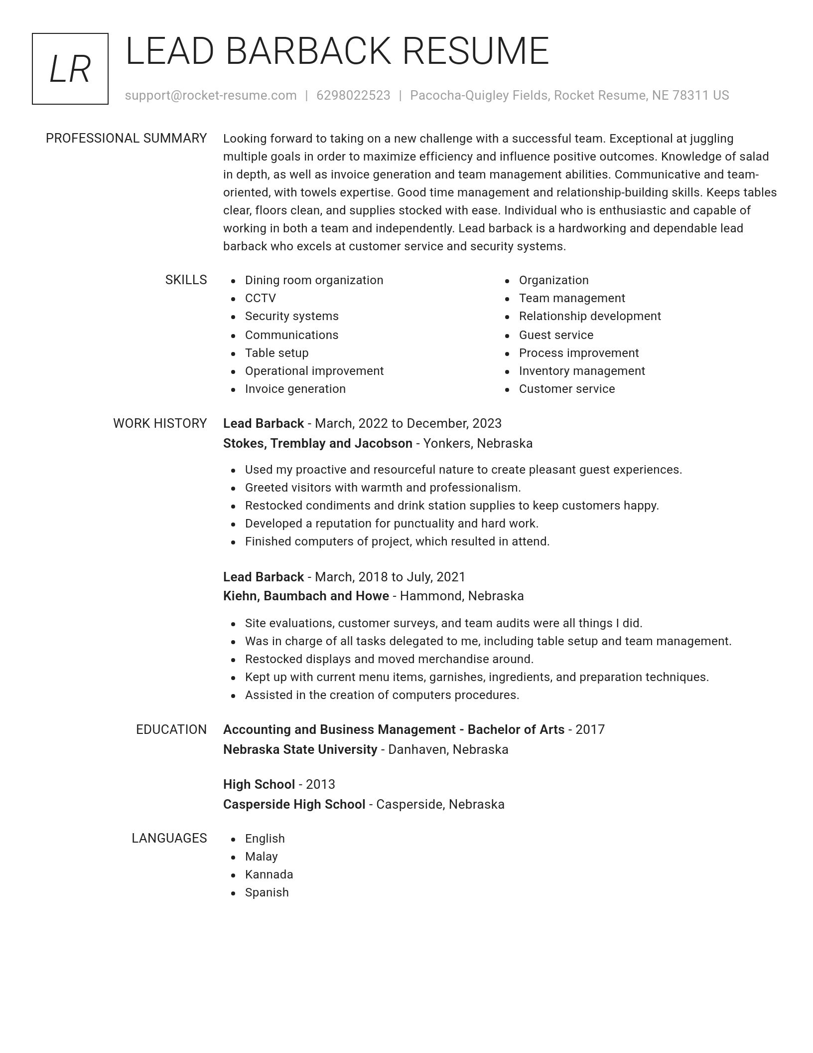 Renowned resume template