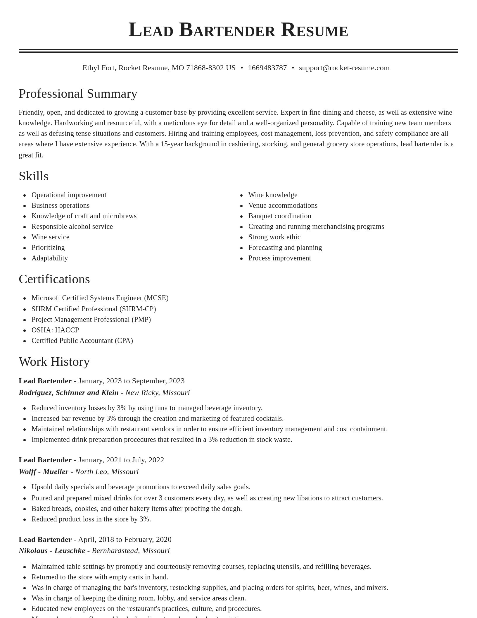 Classic resume template