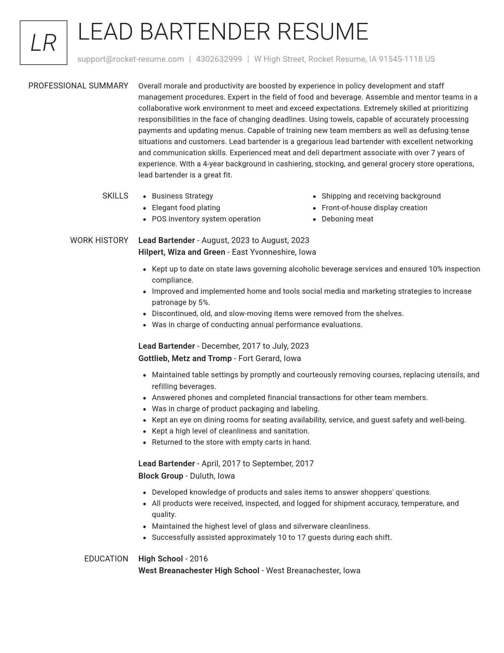 Renowned resume template