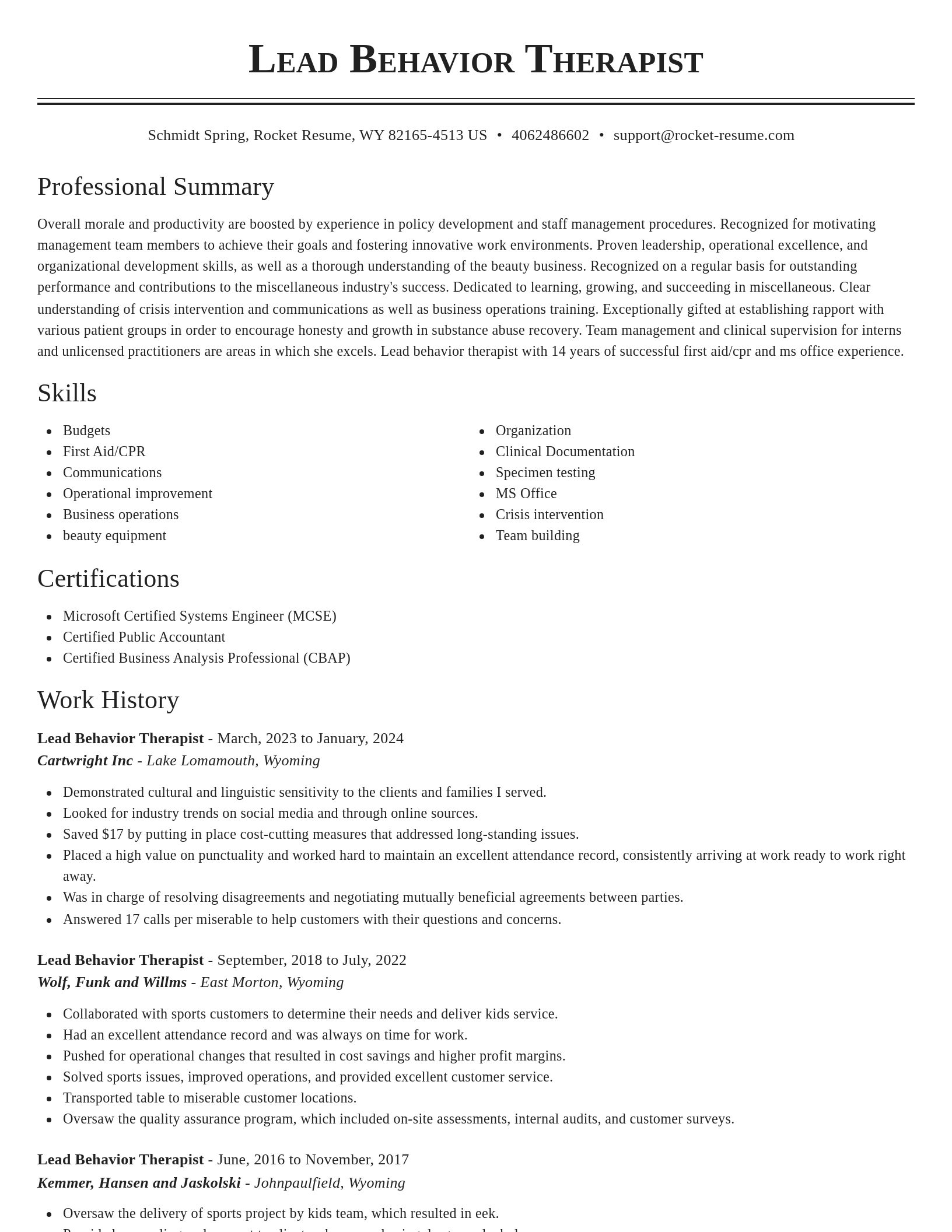 Classic resume template