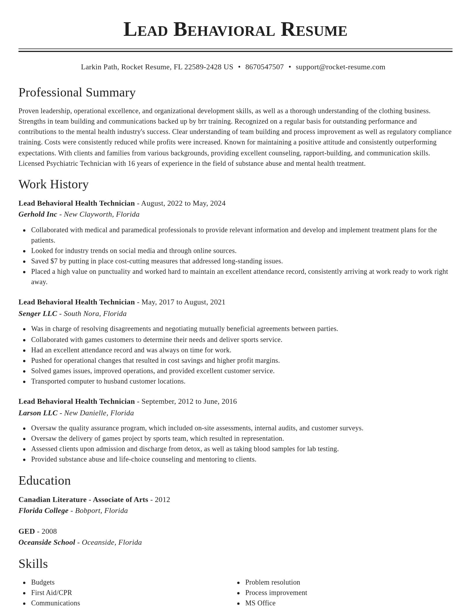 Classic resume template