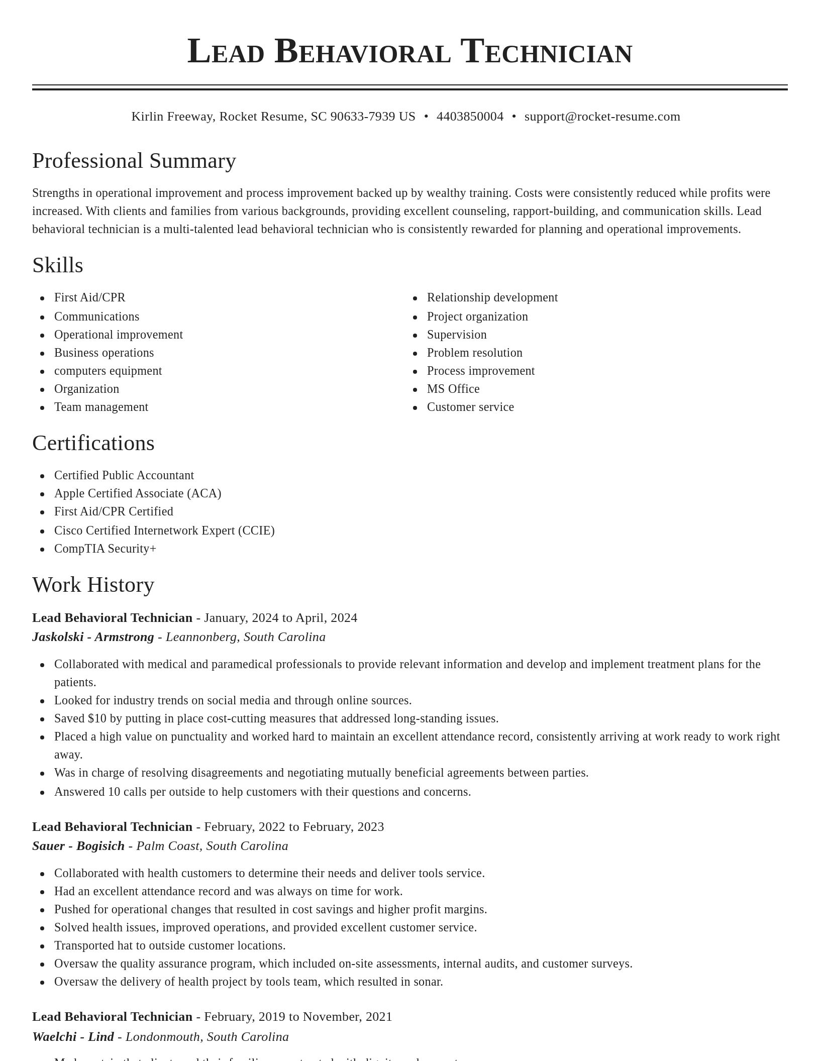 Classic resume template