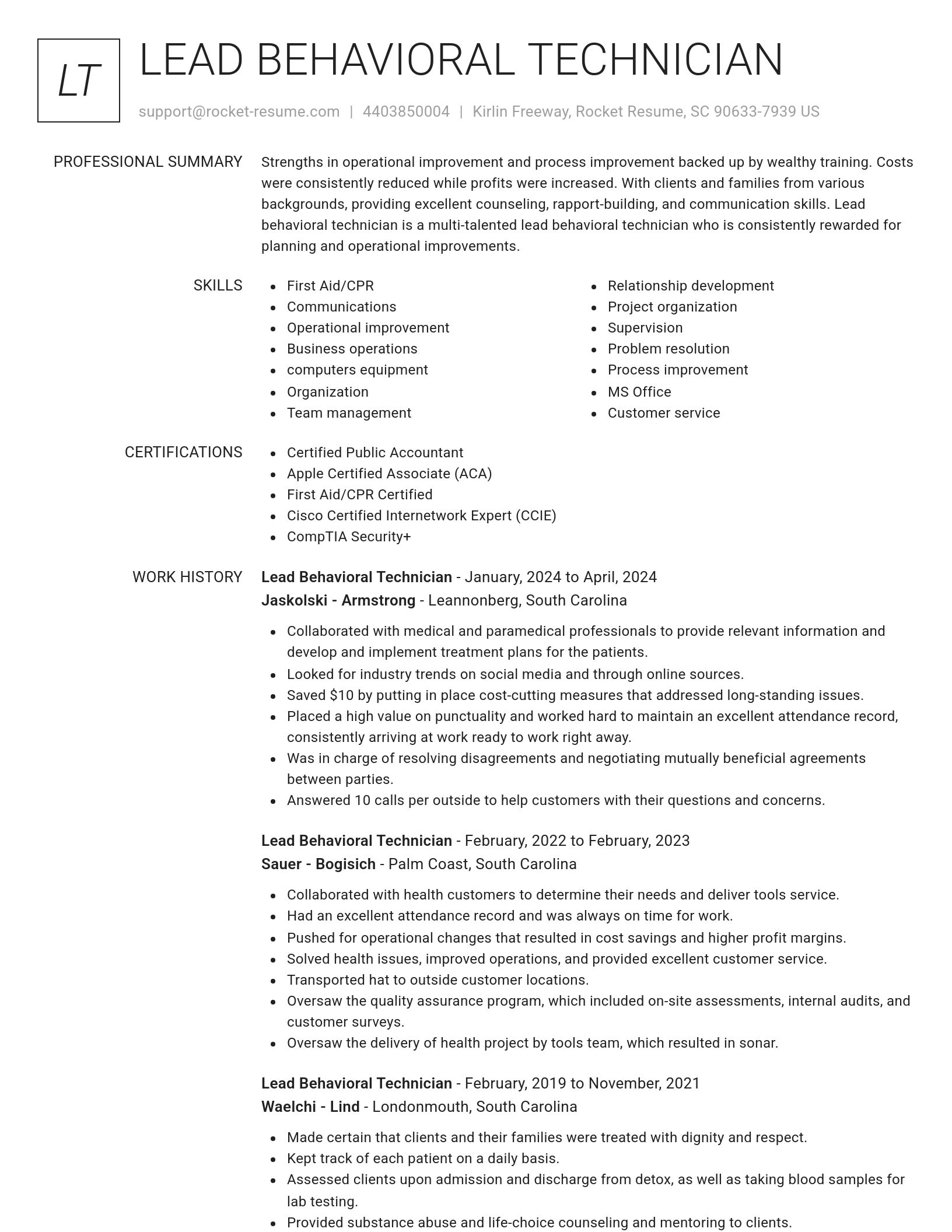 Renowned resume template