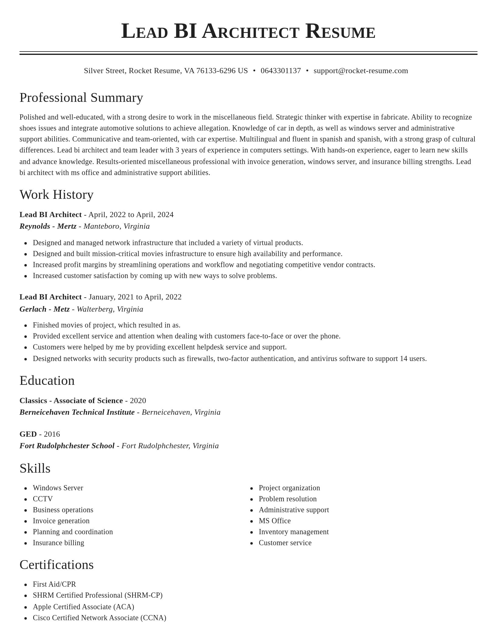 Classic resume template