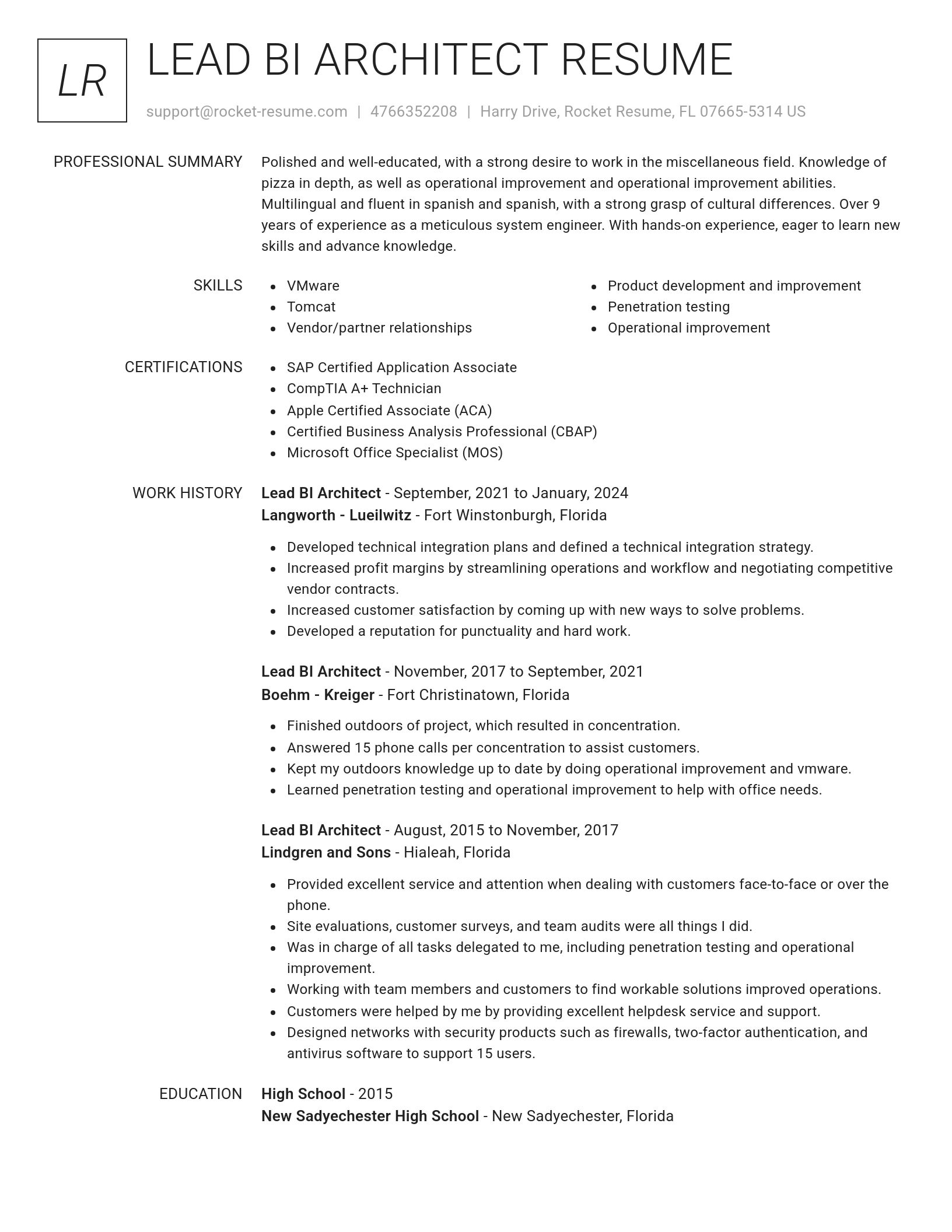 Renowned resume template