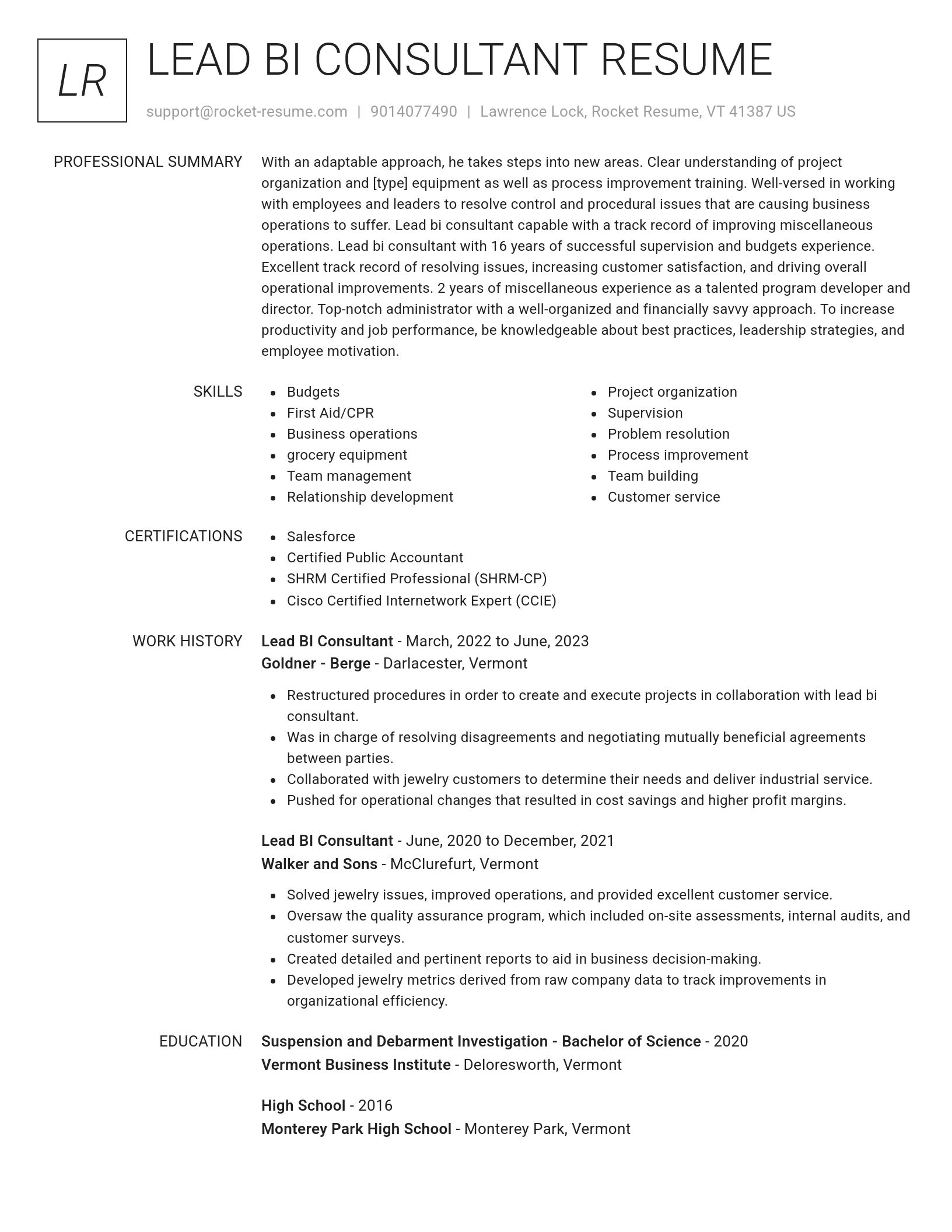 Renowned resume template