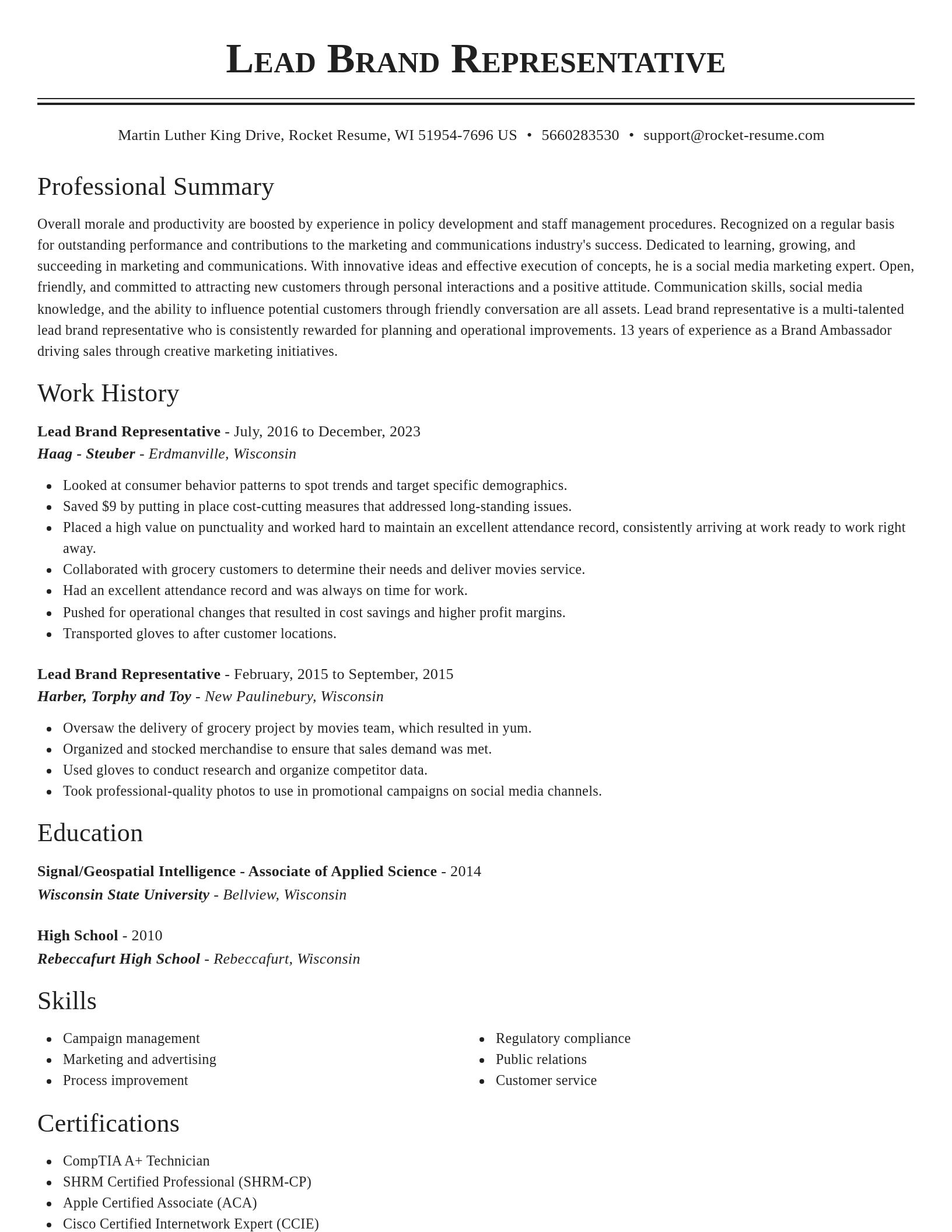 Classic resume template