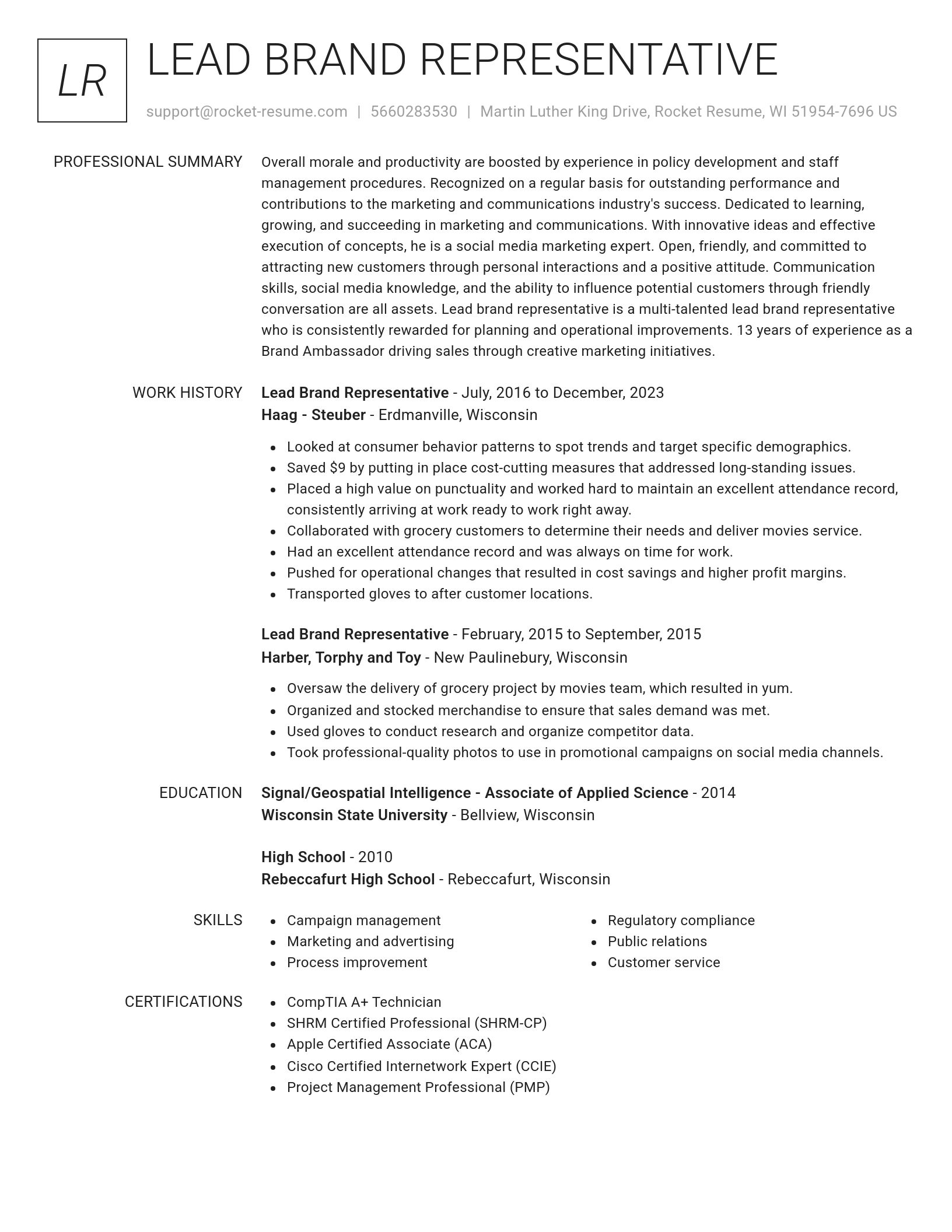 Renowned resume template