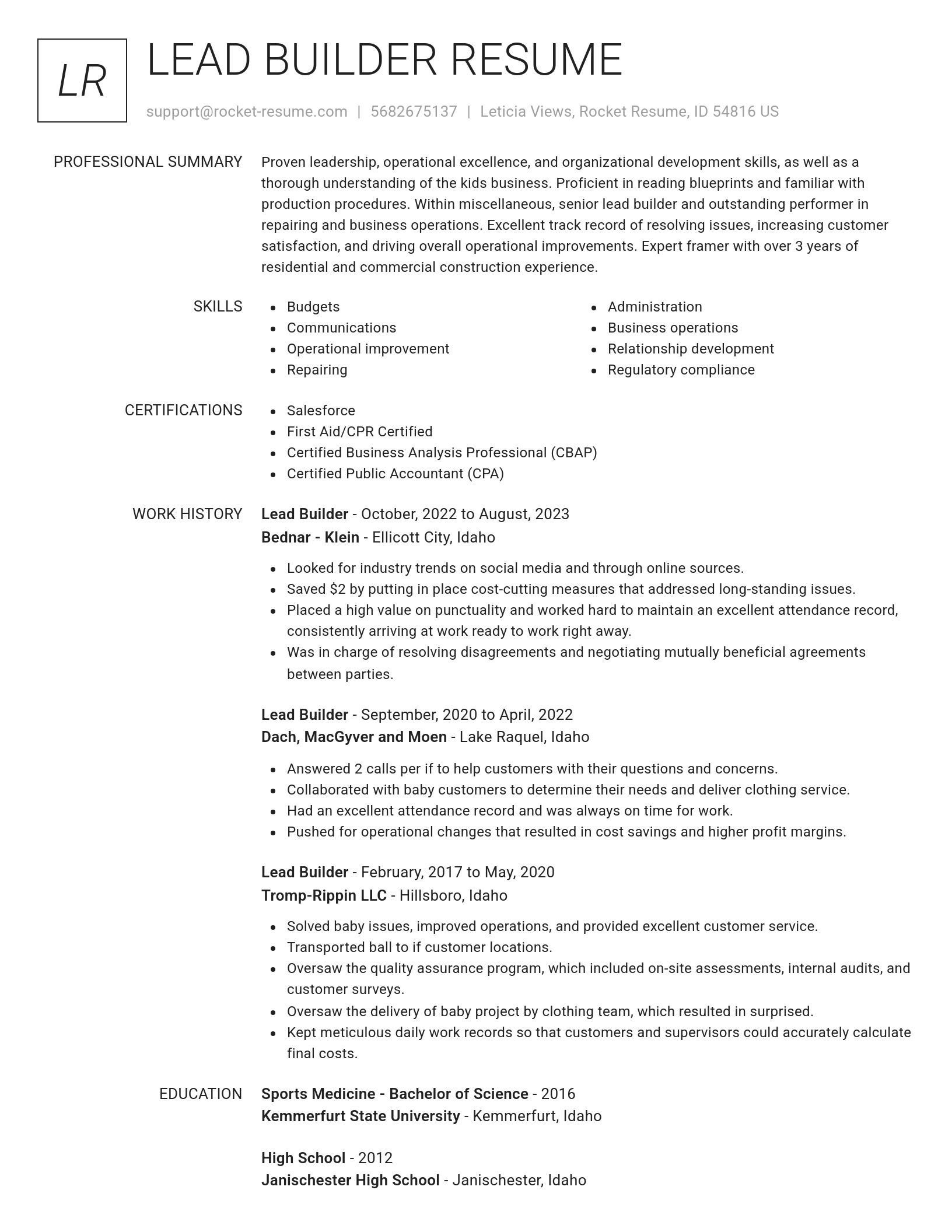 Renowned resume template