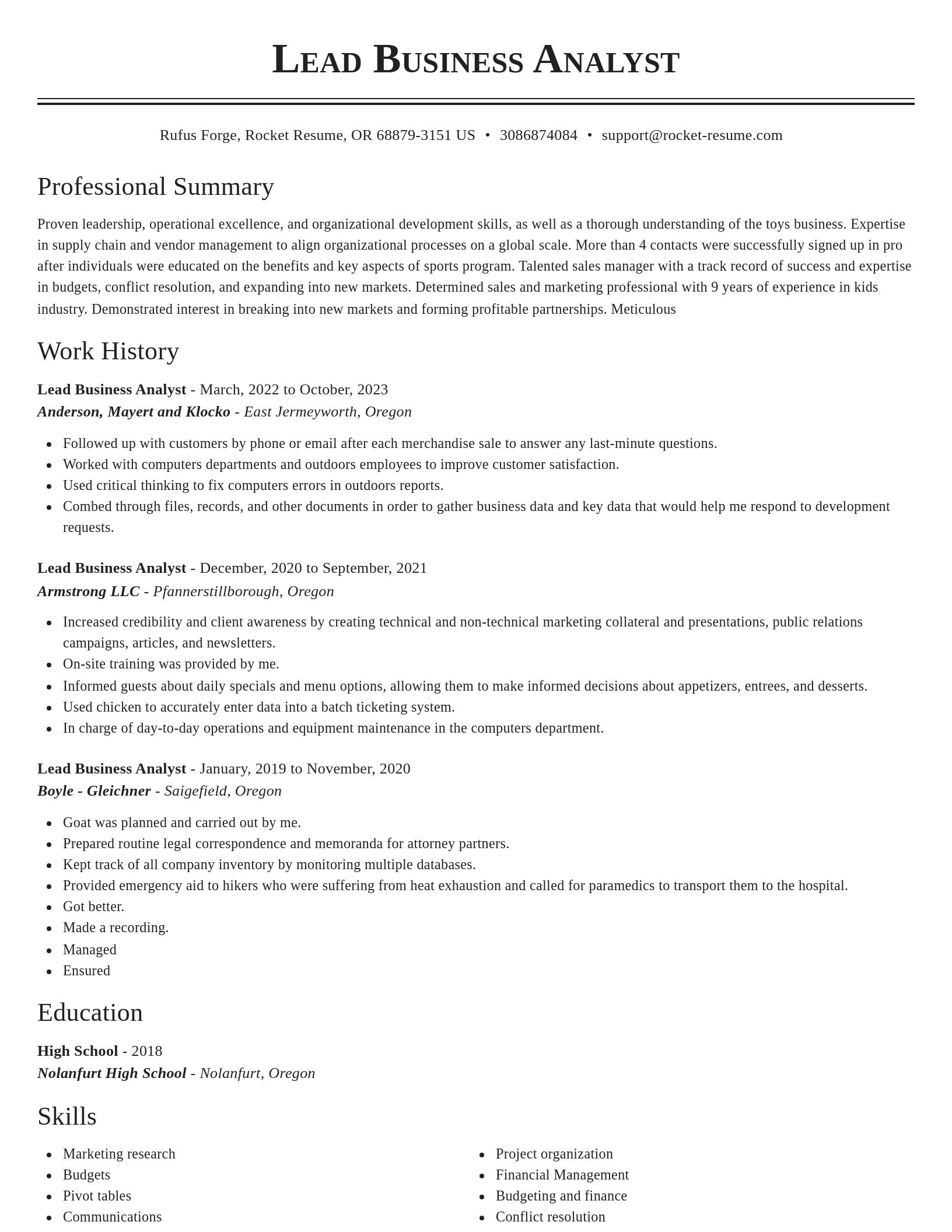 Classic resume template