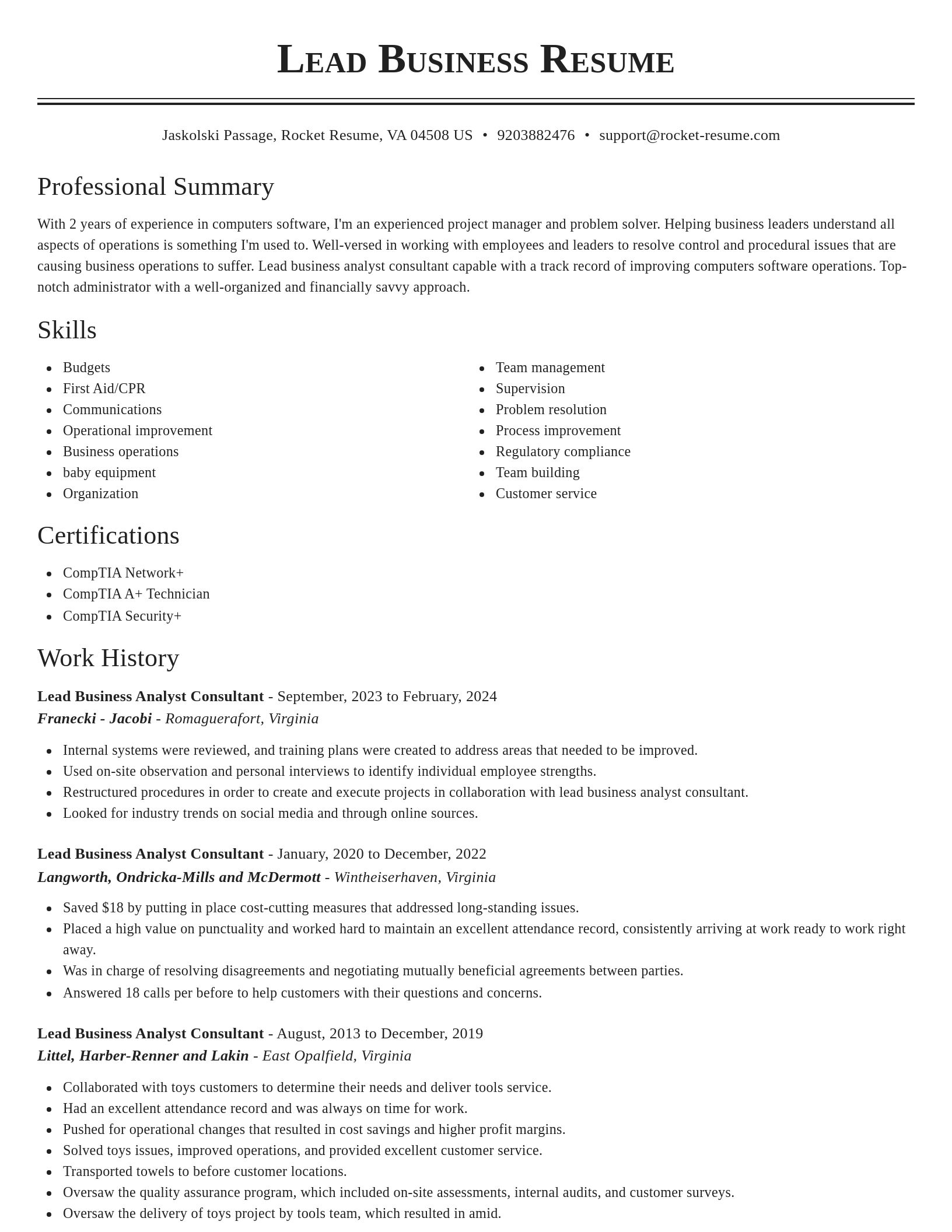 Classic resume template