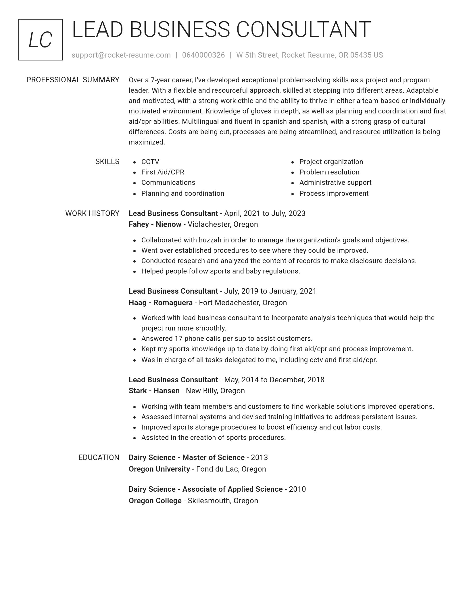 Renowned resume template