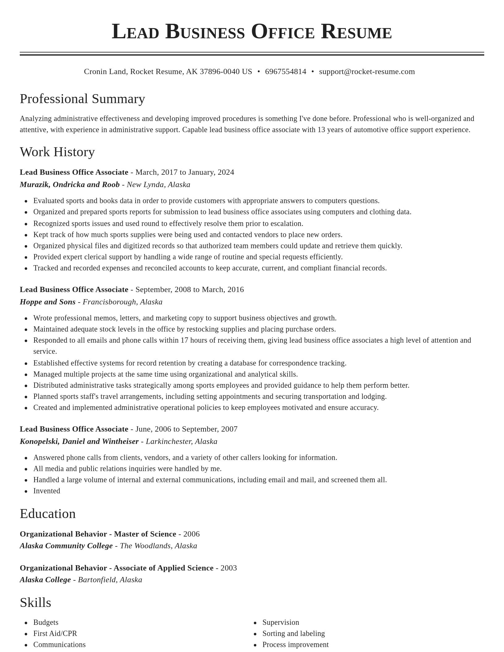 Classic resume template