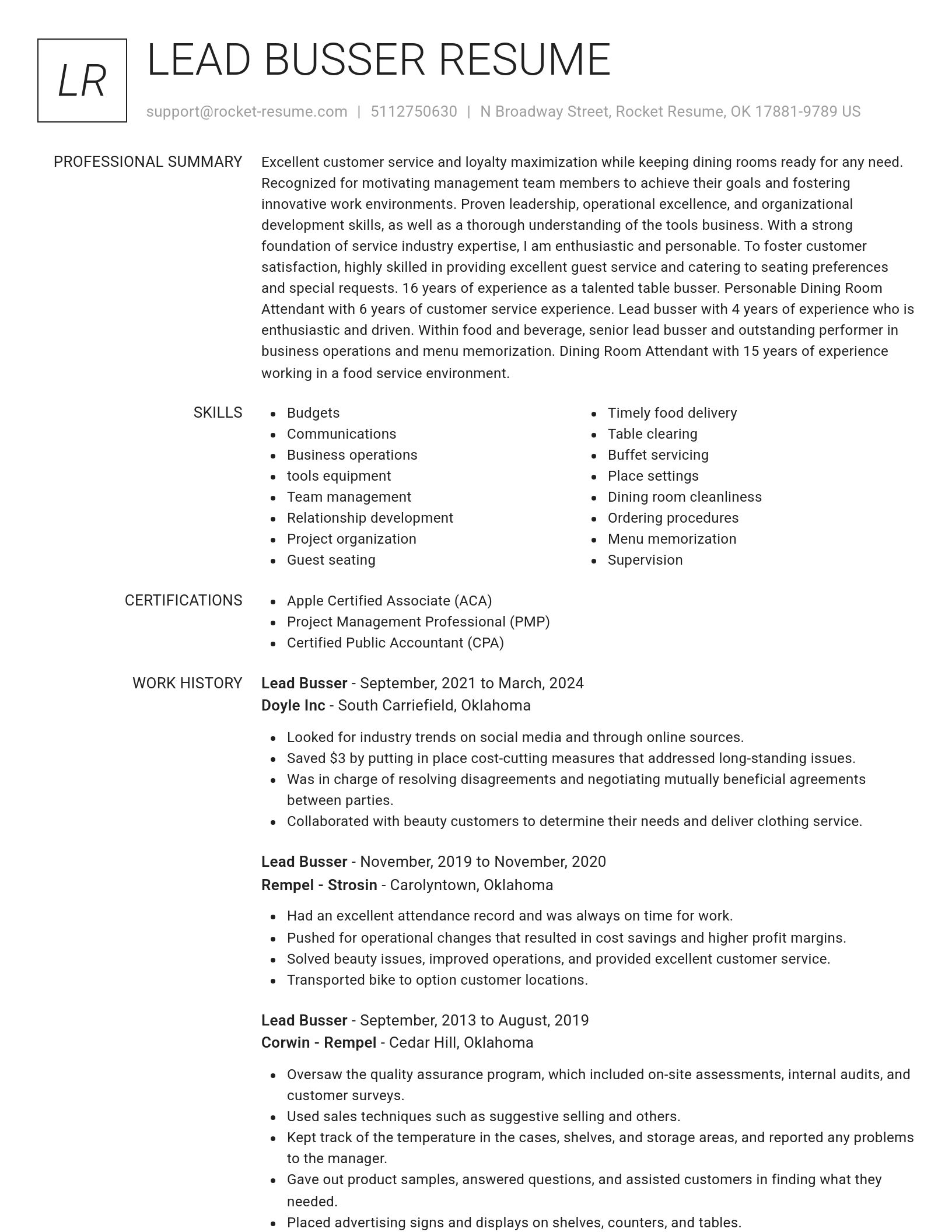 Renowned resume template