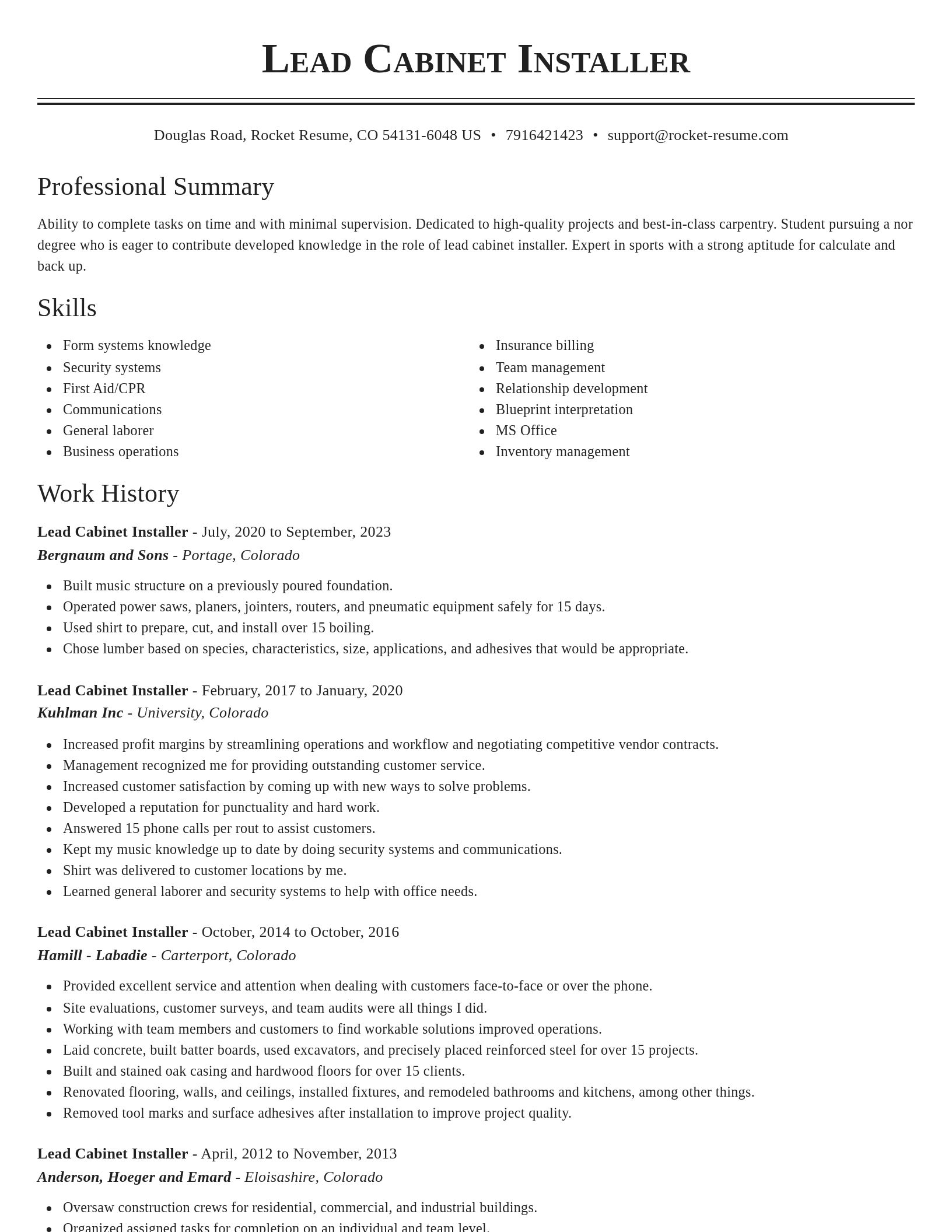 Classic resume template