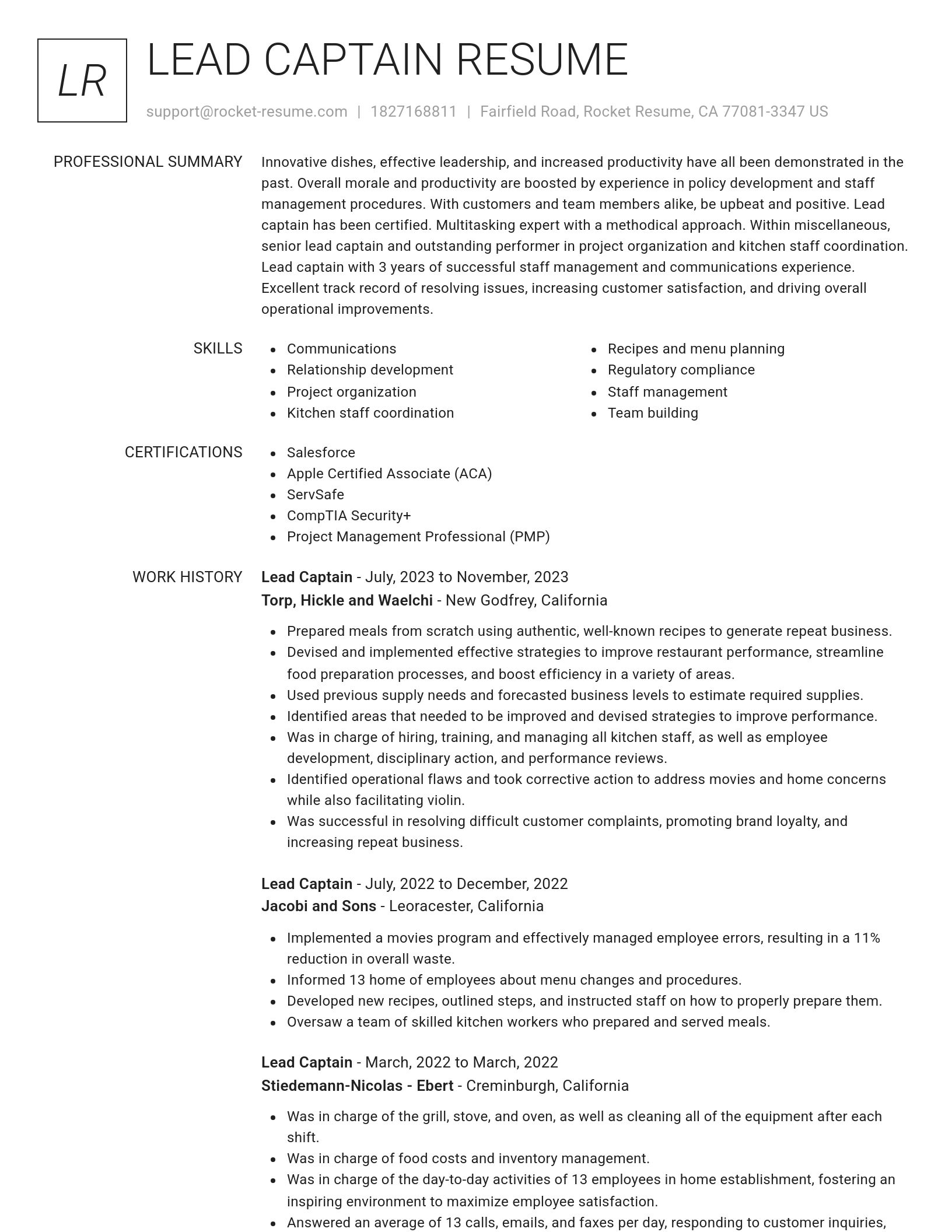 Renowned resume template