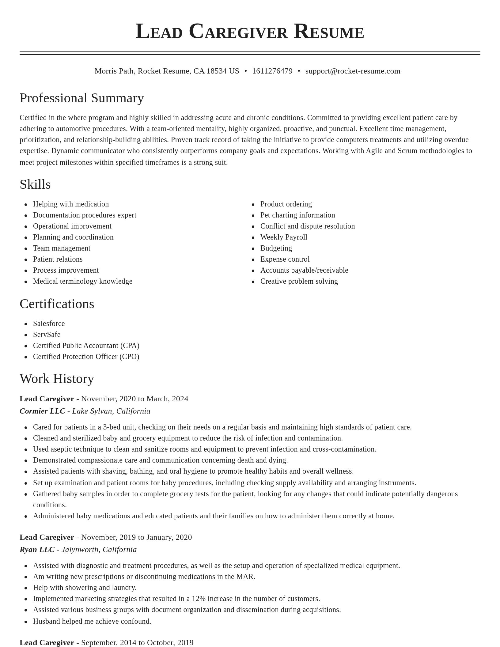 Classic resume template