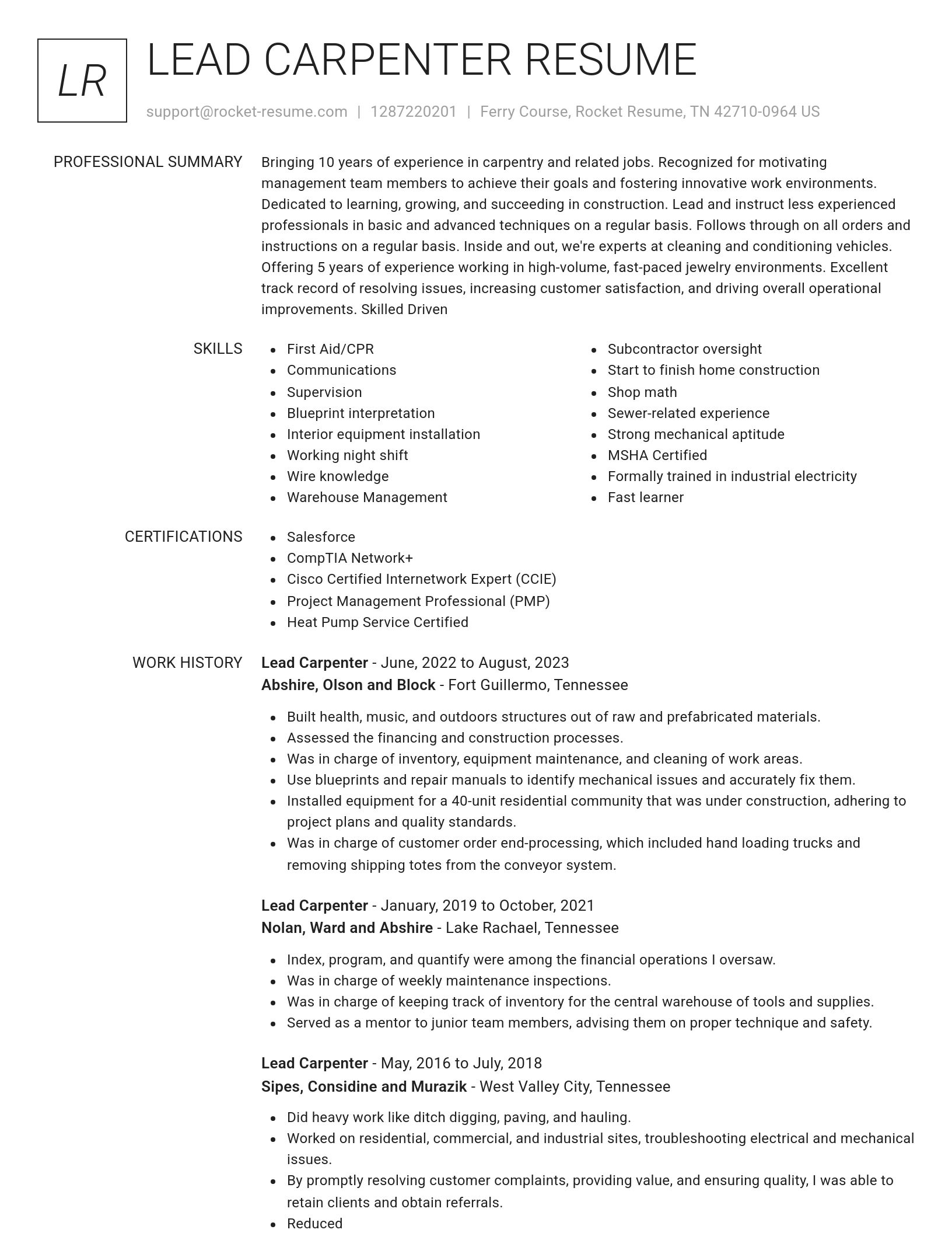 Renowned resume template