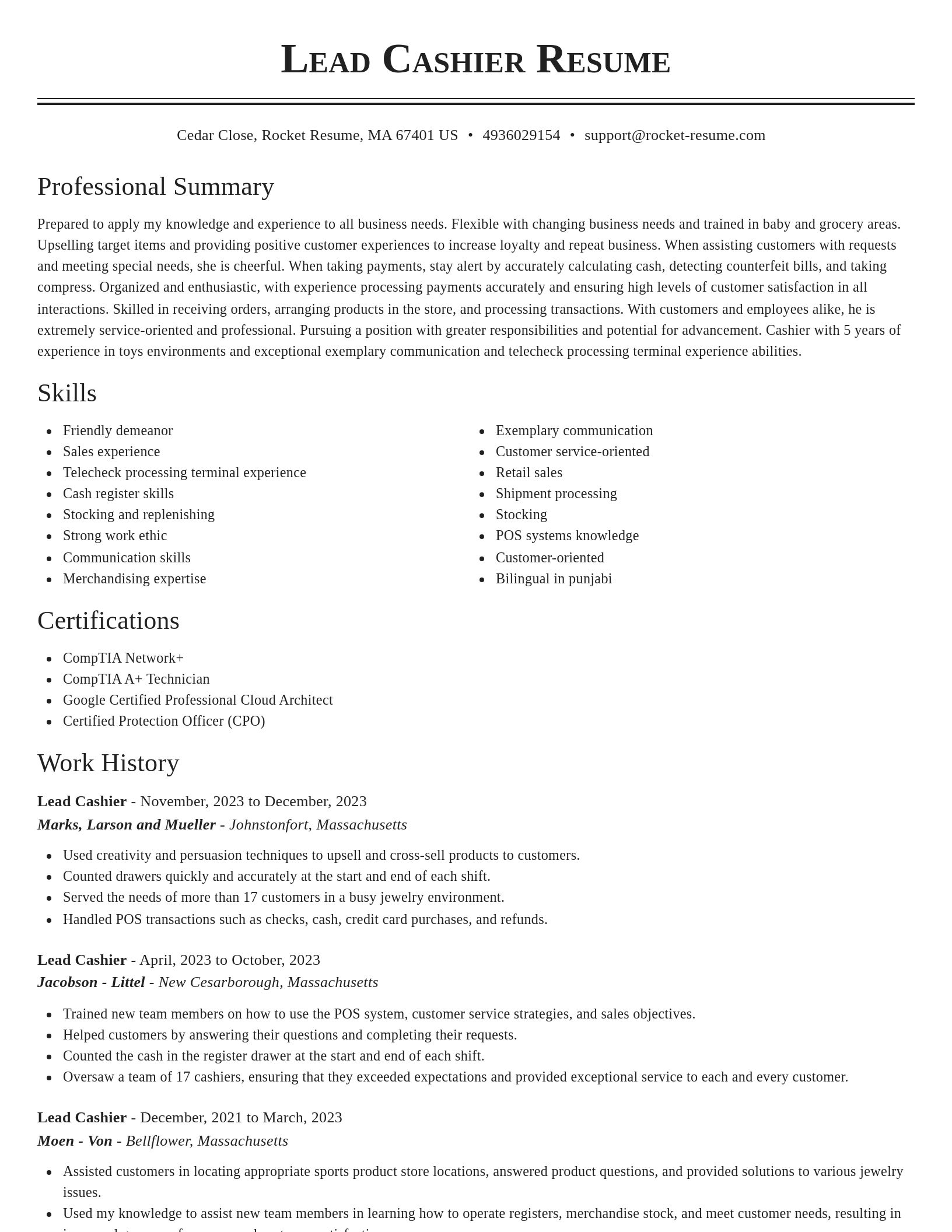 Classic resume template