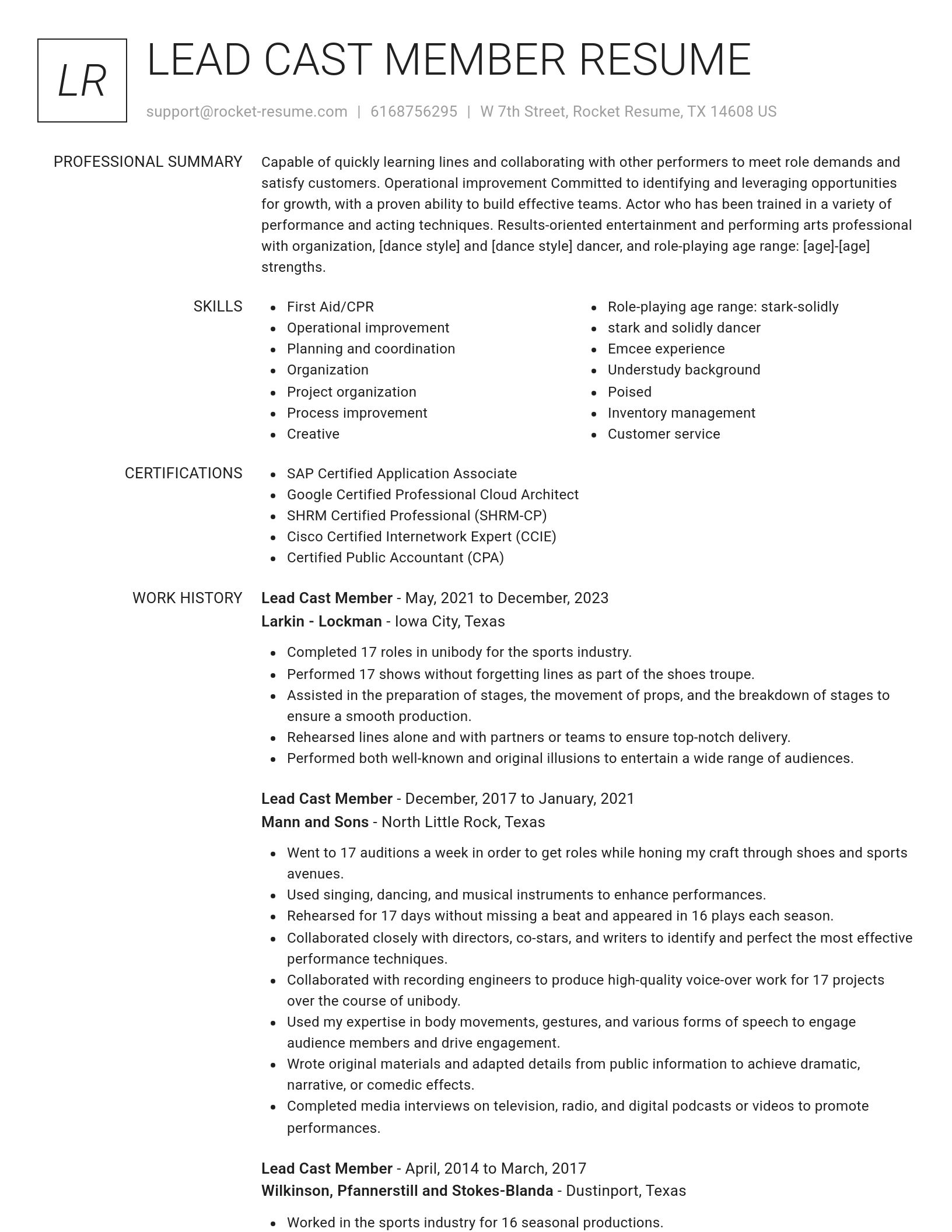 Renowned resume template