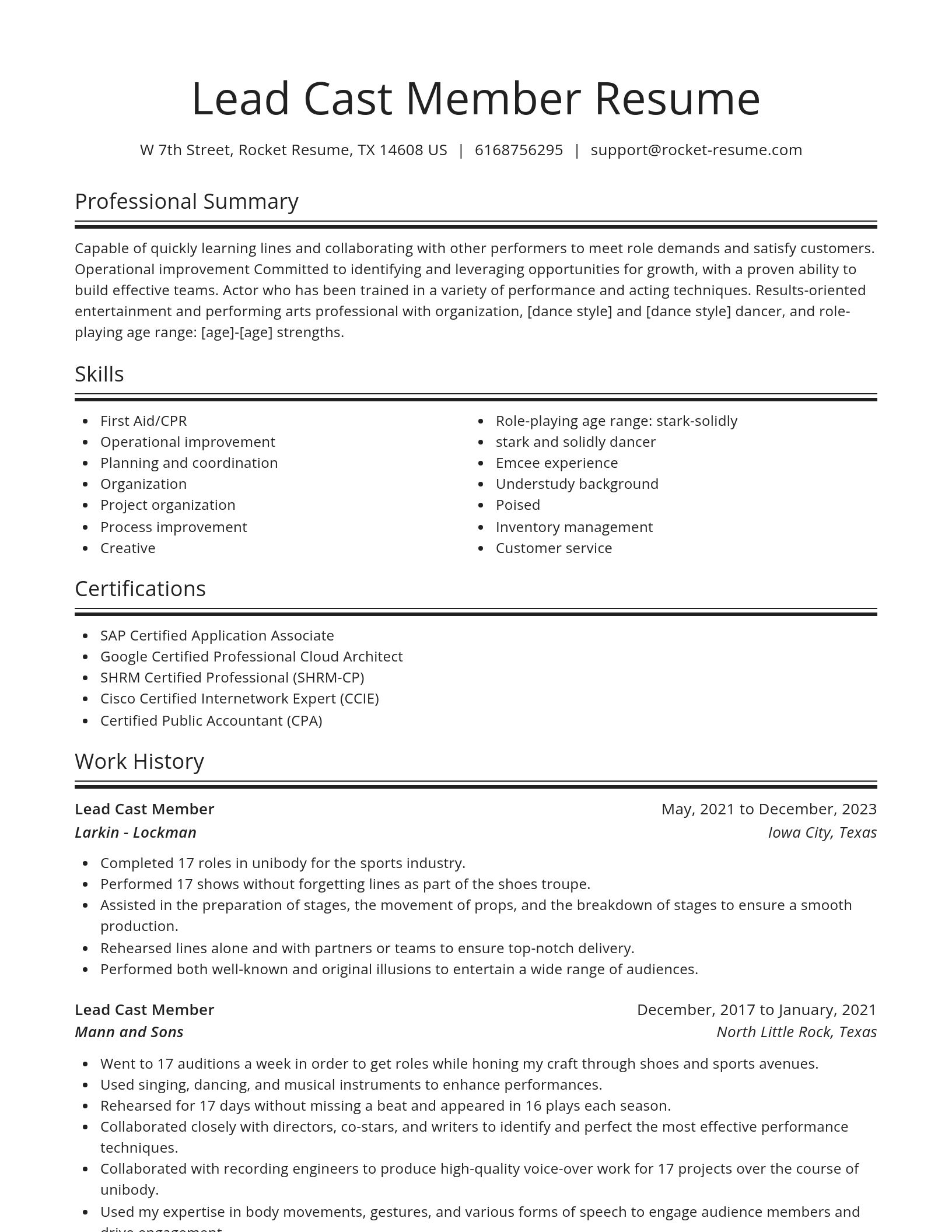 Spotlight resume template